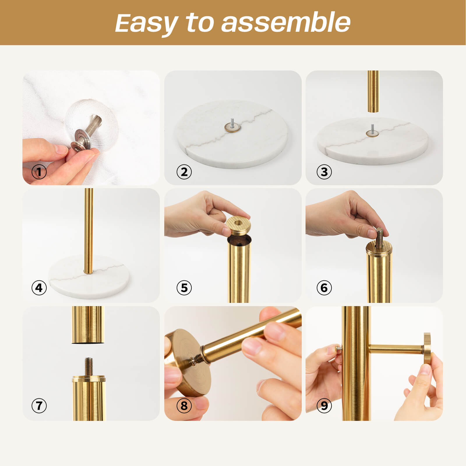 Metal Coat Rack, 8 Hooks Freestanding Coat Rack Tree, Gold Marble Base, 304 Stainless Steel, Stand Coat Rack for Entryway, Bedroom, Living Room, Office, to Hang Clothes, Hats, Bags