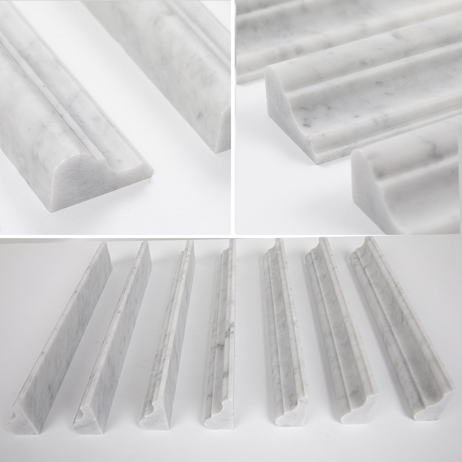 Carrara White Marble Chair Rail Bullnose Trim Molding 2x12 Inch Honed Pack of 10 Pcs