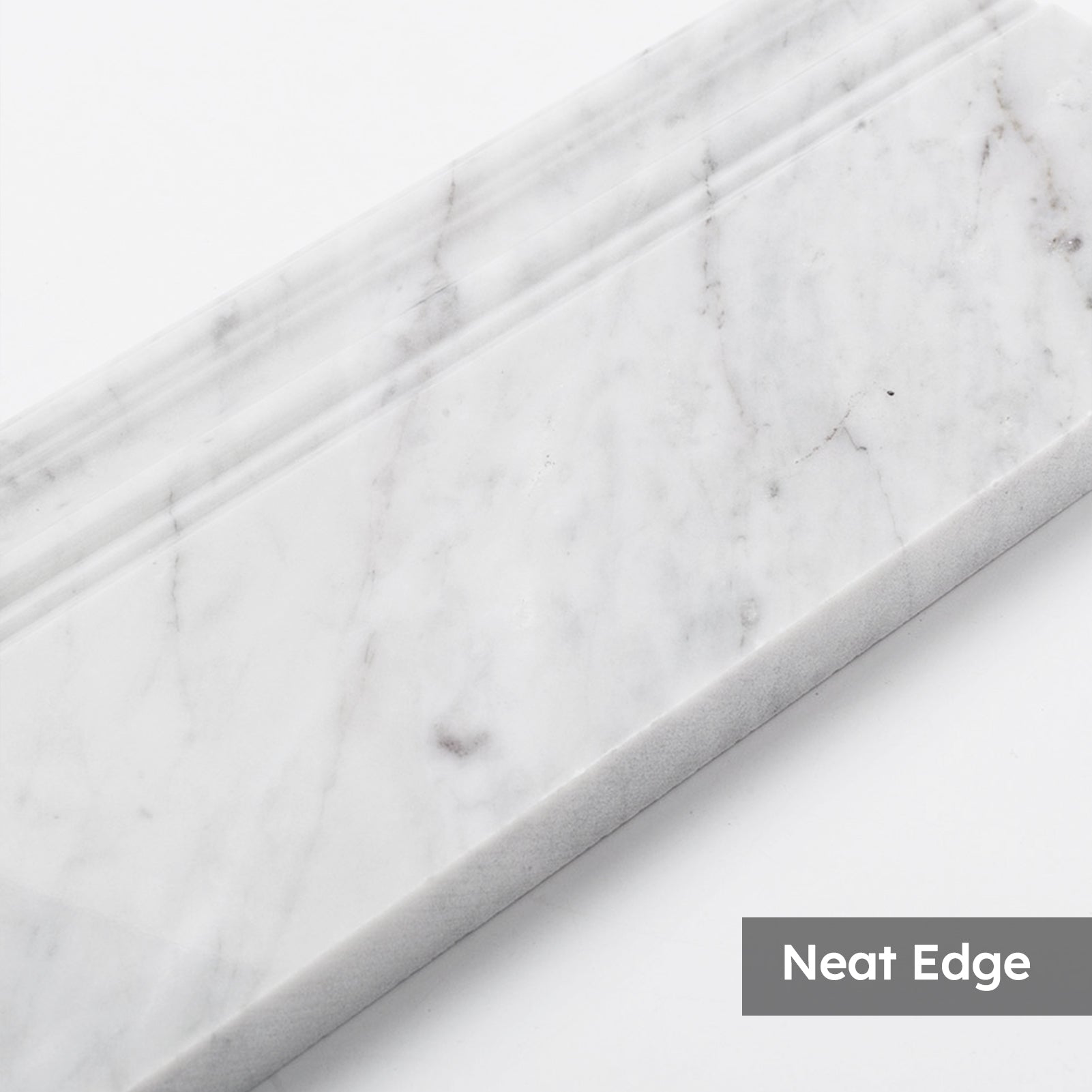 Diflart Carrara White Marble Baseboard Trim Molding, 5x12 Inch, Polished, Bianco Italian Carrera Skirting Base Moulding for Bathroom Wall and Kitchen Backsplash