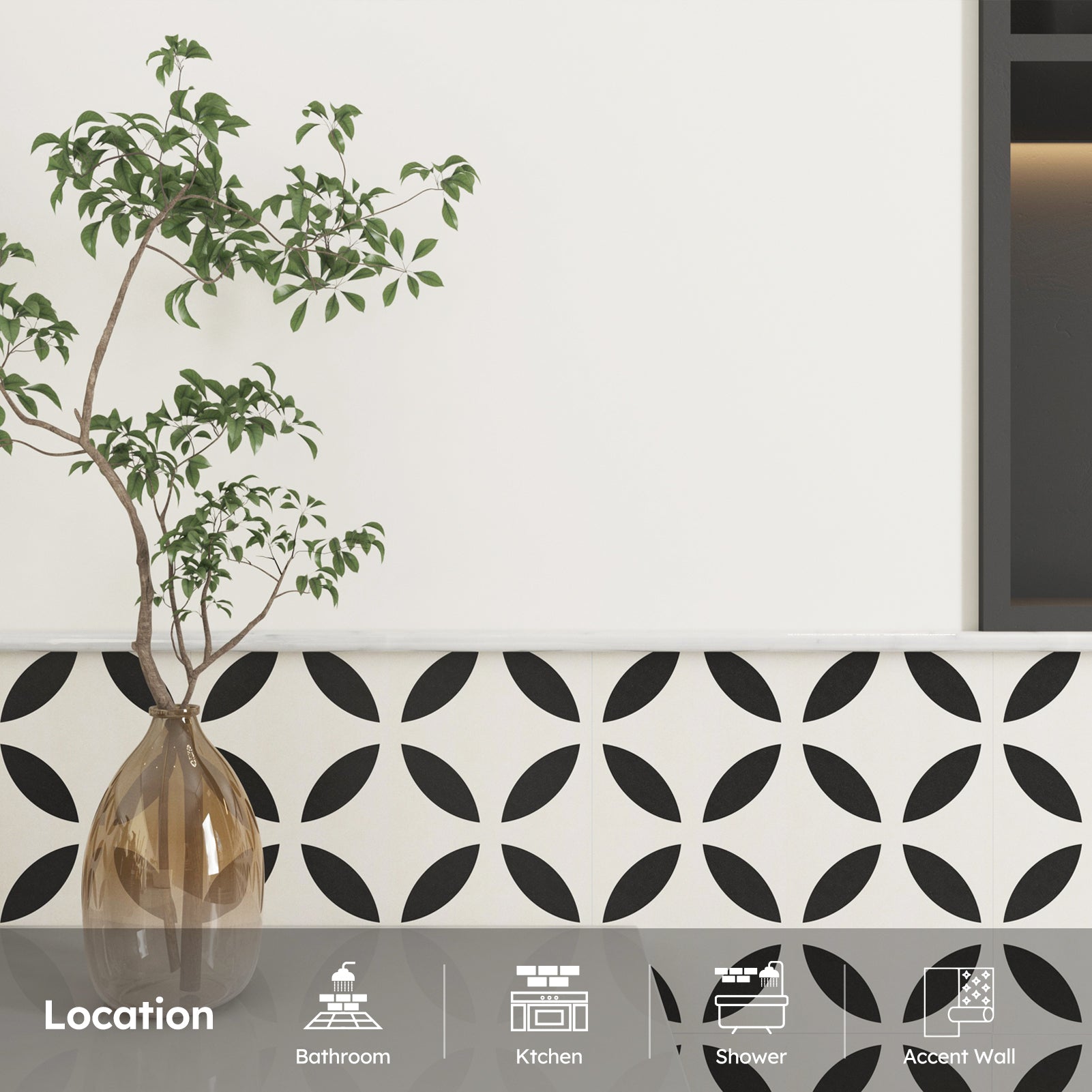 Diflart Carrara White Marble Pencil Trim Liner 3/5 x 12" Bullnose Tile Edge Trim Honed for Bathroom Kitchen Shower Livingroom Pack of 10 Pcs