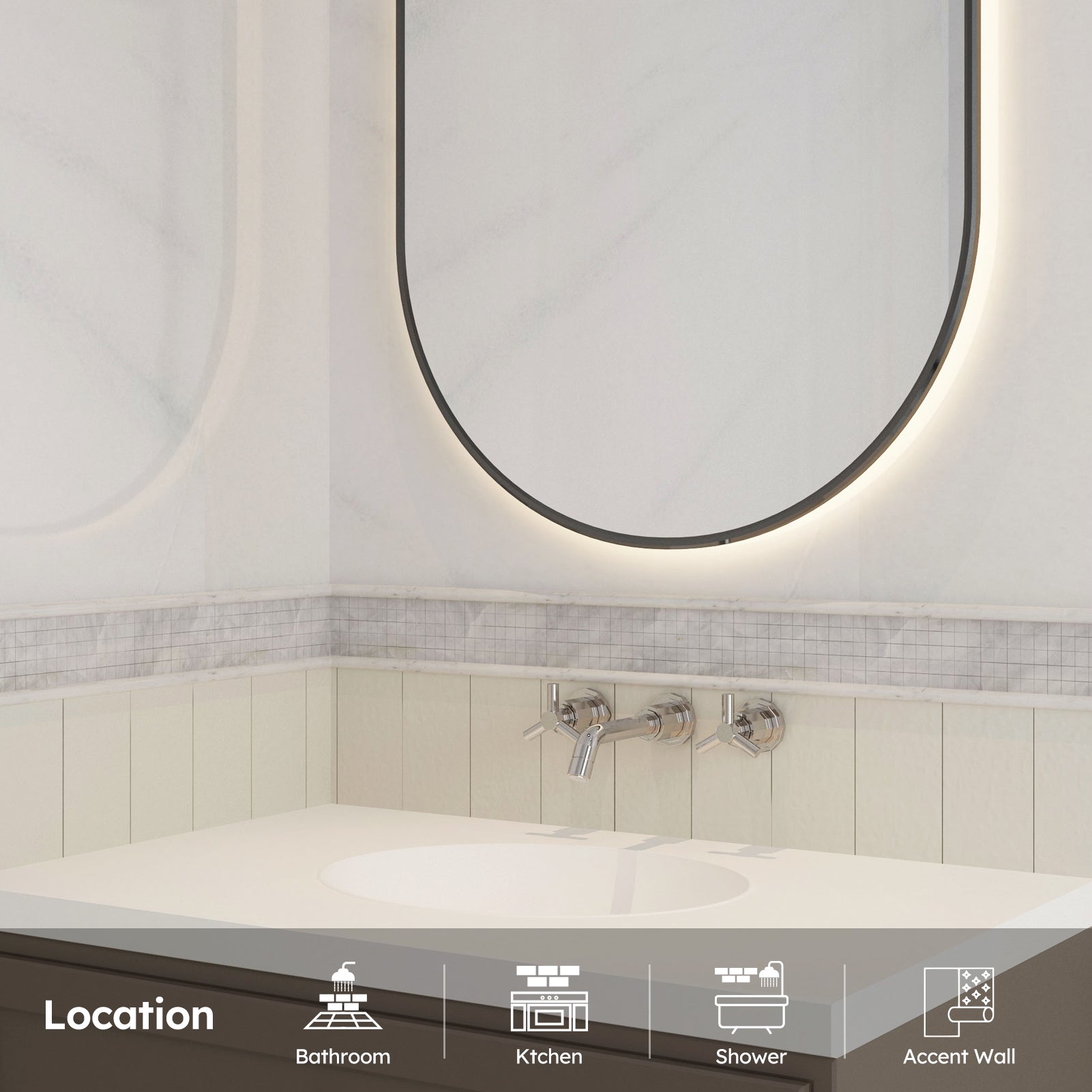 Diflart Carrara White Marble Pencil Trim Liner 1/2 x 12" Bullnose Tile Edge Trim Honed for Bathroom Kitchen Shower Livingroom Pack of 10 Pcs