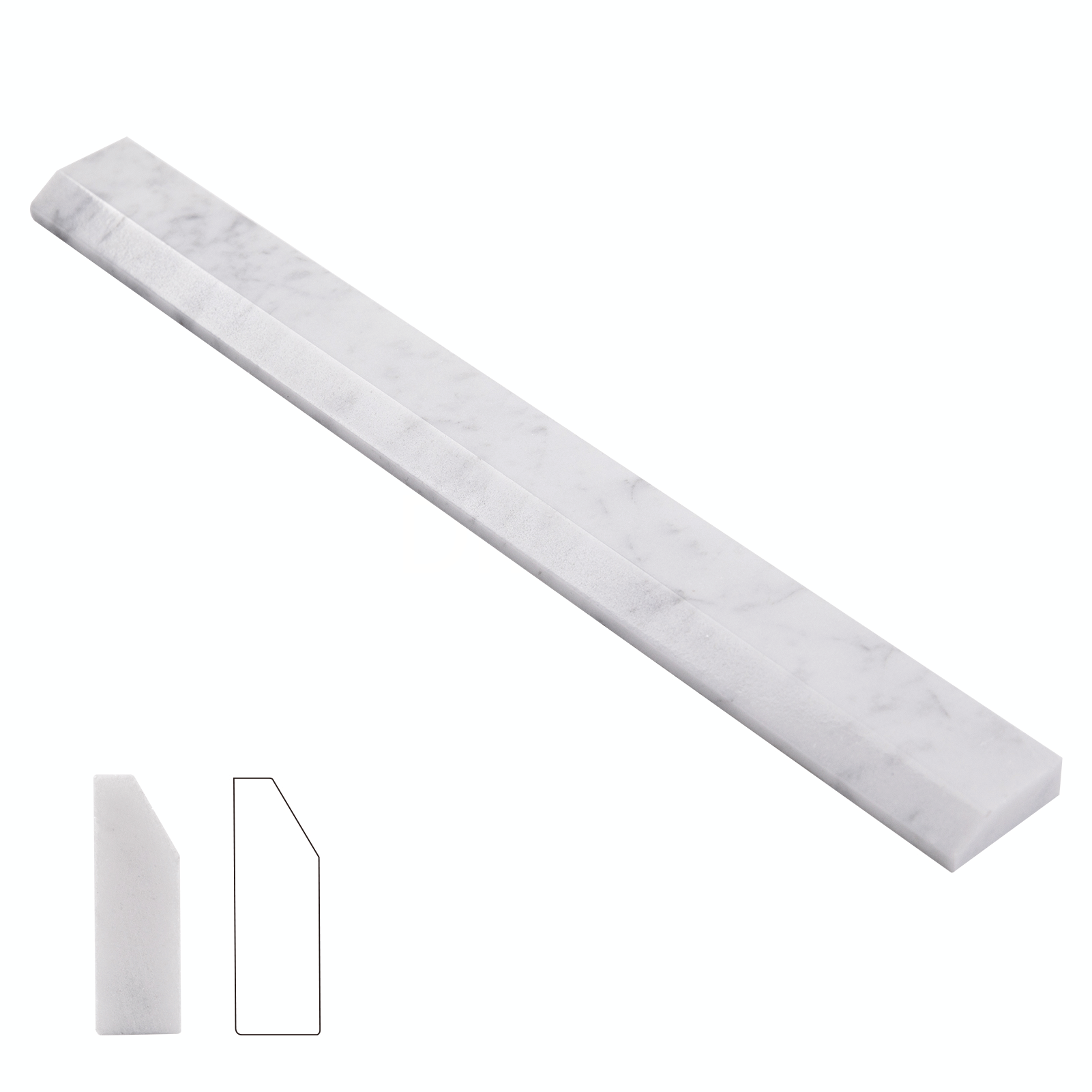 Diflart Carrara White Marble Pencil Trim Liner 3/8 x 12 Bullnose Tile Edge Trim Honed for Bathroom Kitchen Shower Livingroom Pack of 10 Pcs