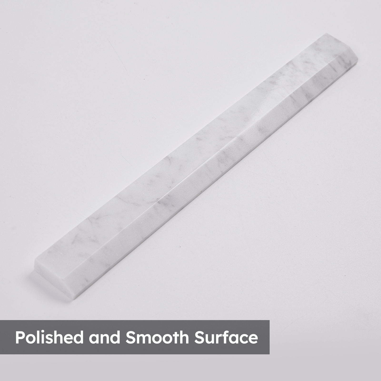Diflart Carrara White Marble Pencil Trim Liner 3/8 x 12 Bullnose Tile Edge Trim Honed for Bathroom Kitchen Shower Livingroom Pack of 10 Pcs