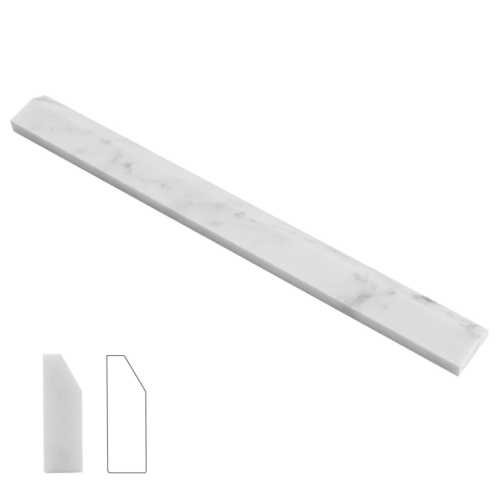 Diflart 10-Pack Carrara White Marble Pencil Liner Trim, 3/8 x 12 Inch, Honed, Marble Tile Edging Corner Trim Molding Bullnose Tile Shower Bathroom Kitchen Livingroom