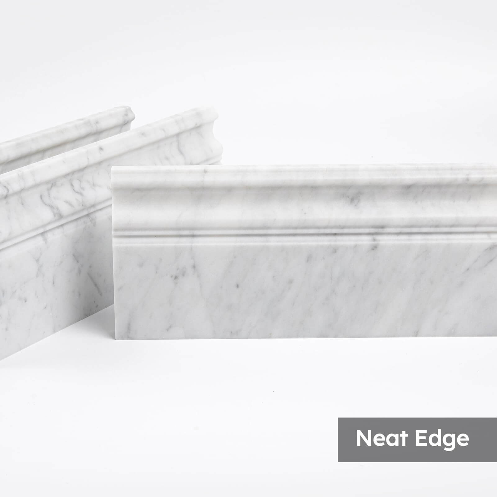 Diflart Carrara White Marble Baseboard Molding Trim, 5x12 Inch, Honed, Bianco Italian Carrera Skirting Base Moulding for Bathroom Wall and Kitchen Backsplash (Crown, Honed)