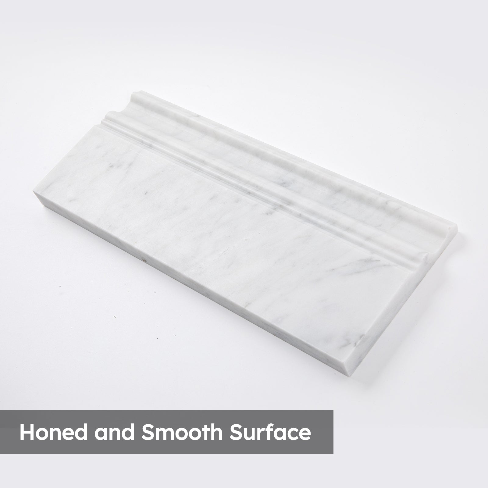 Diflart Carrara White Marble Baseboard Molding Trim, 5x12 Inch, Honed, Bianco Italian Carrera Skirting Base Moulding for Bathroom Wall and Kitchen Backsplash (Round, Honed)
