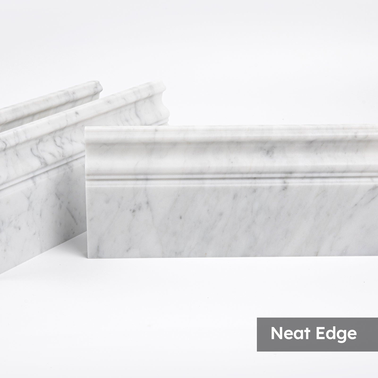 Diflart Carrara White Marble Baseboard Molding Trim, 5x12 Inch, Honed, Bianco Italian Carrera Skirting Base Moulding for Bathroom Wall and Kitchen Backsplash (Round, Honed)