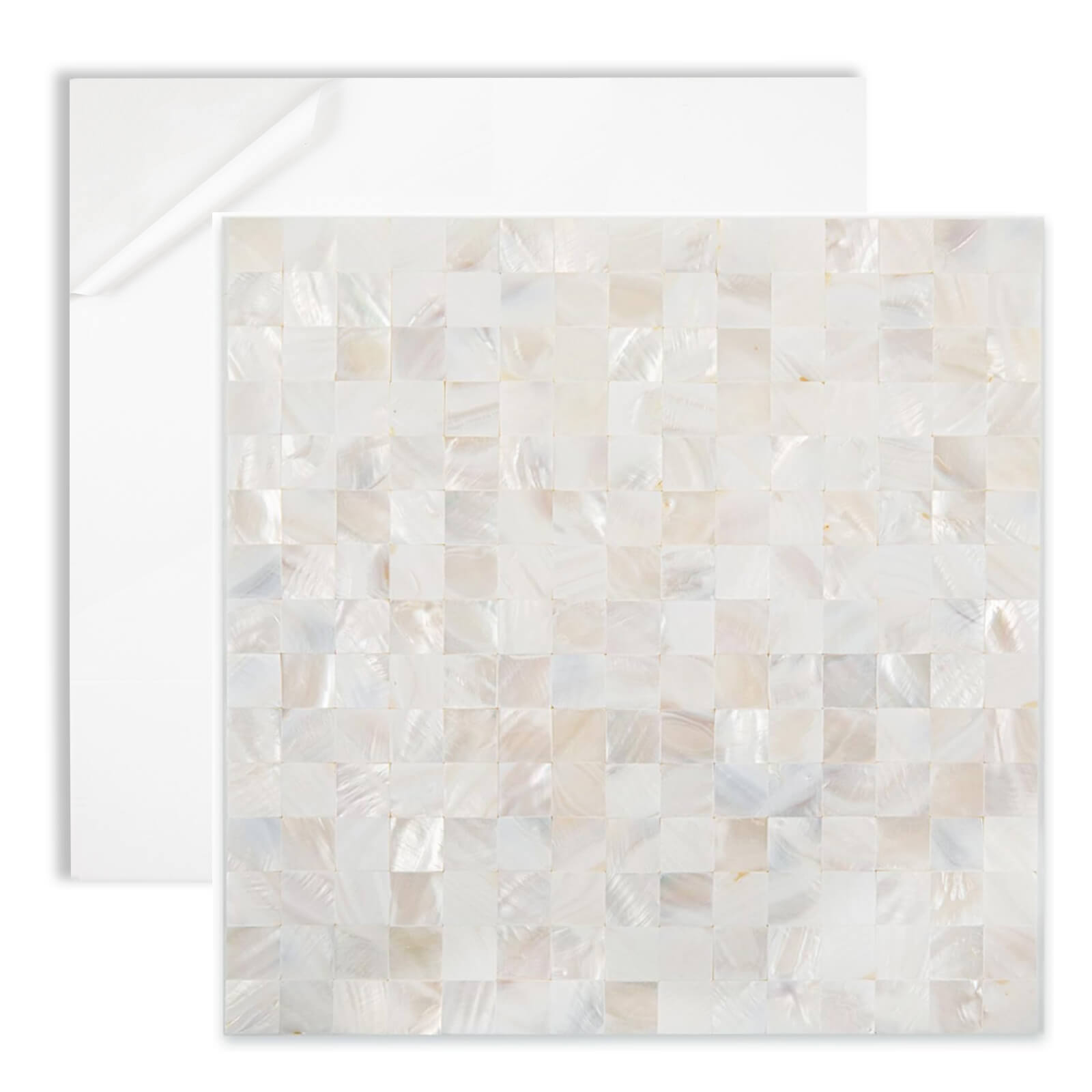 Diflart Mother of Pearl Shell Peel and Stick Backsplashe Tile Seamless Square for Kitchen Shower Bathroom Pack of 6 Sheets