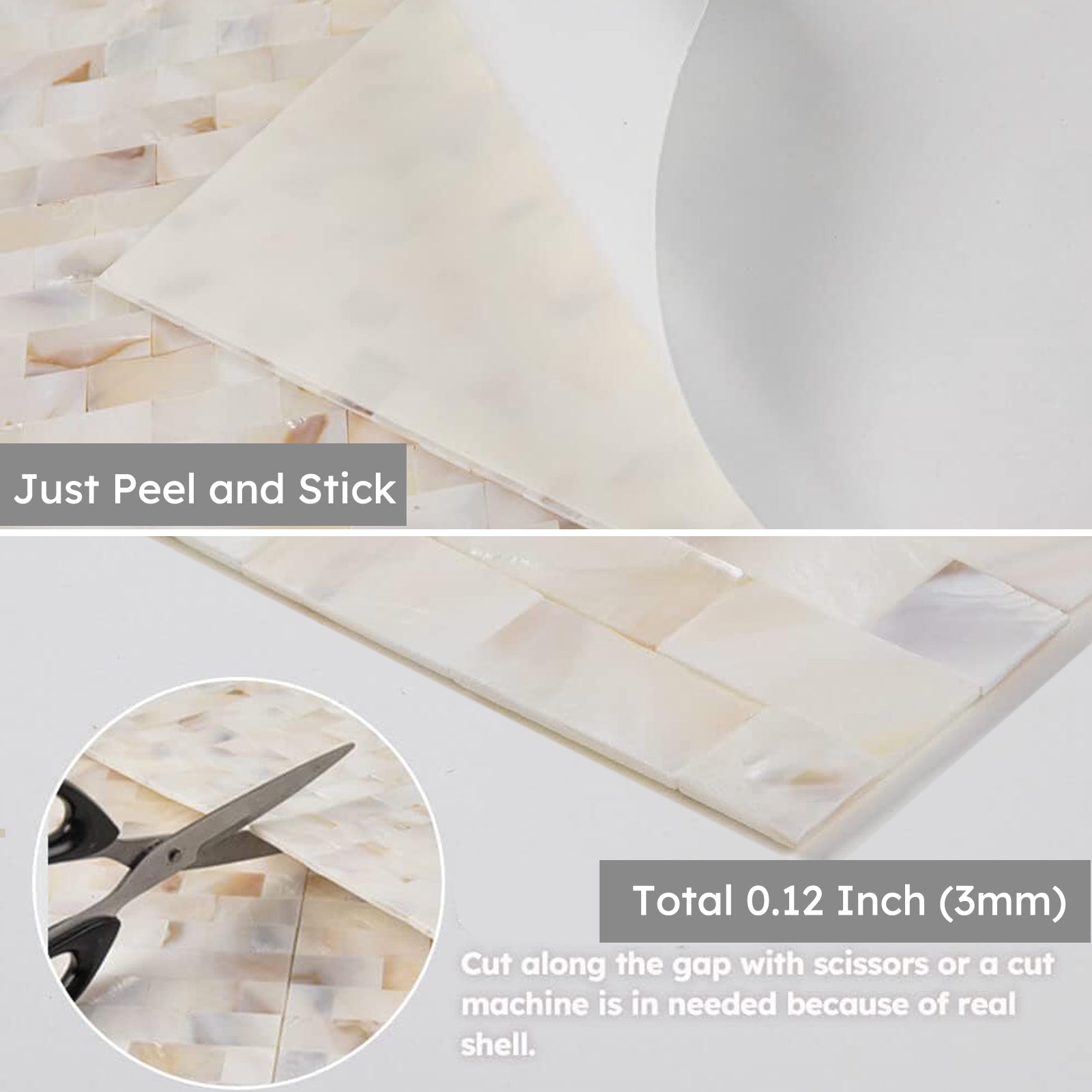 Diflart Mother of Pearl Peel and Stick Backsplash Subway Mosaic Tile for Kitchen Bathroom Wall Decor Pack of 6 Sheets