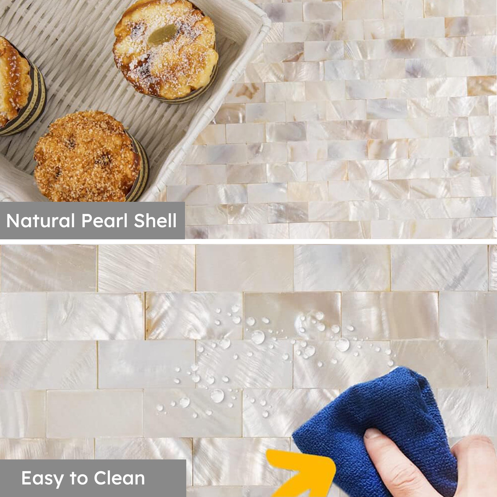 Diflart Mother of Pearl Peel and Stick Backsplash Subway Mosaic Tile for Kitchen Bathroom Wall Decor Pack of 6 Sheets