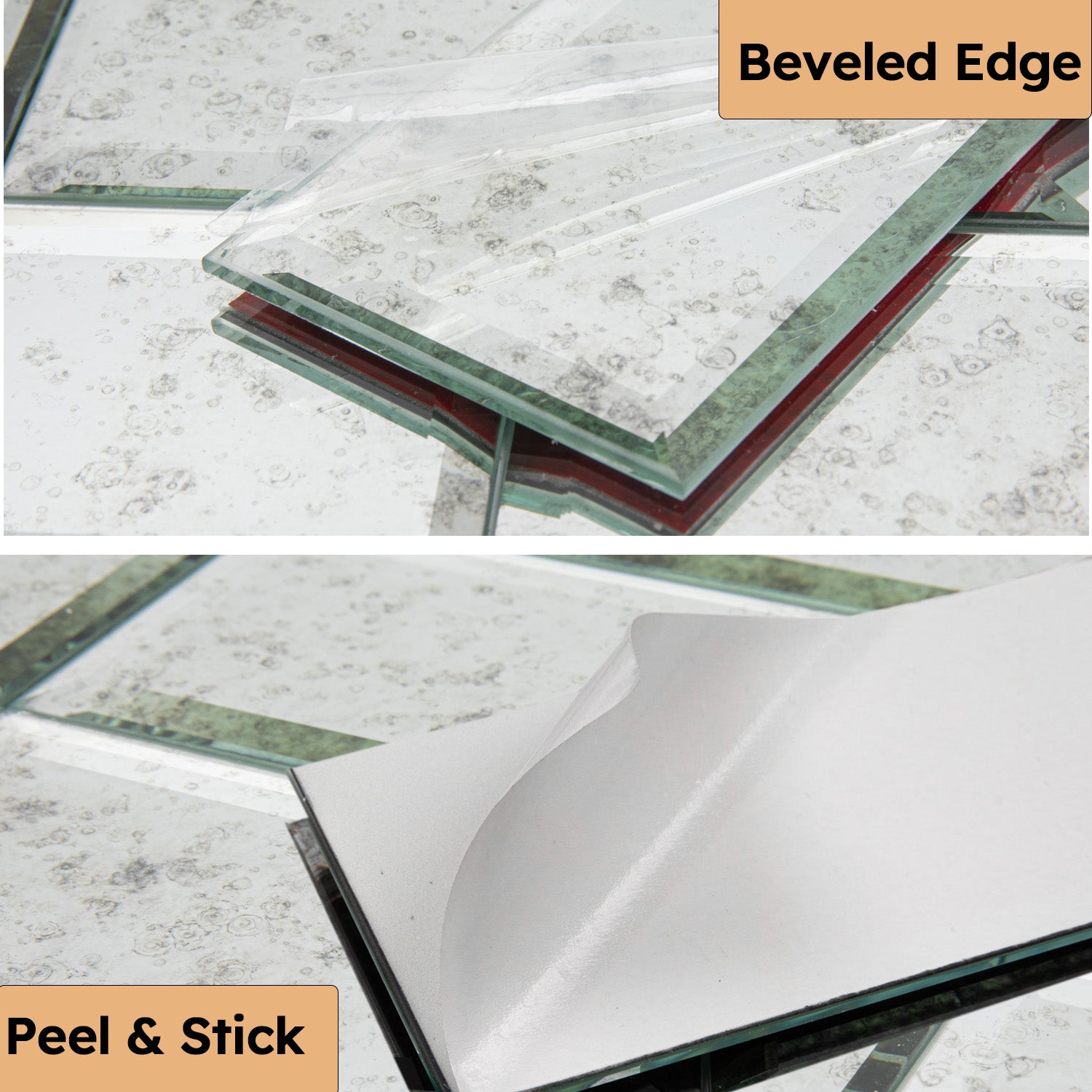 Diflart Peel and Stick Antique Mirror Subway Tile, 3 x 6 Inch, 5 Sq.ft, Beveled Mirror Backsplash Tiles for Kitchen Bathroom Wall Pack of 40 Pieces