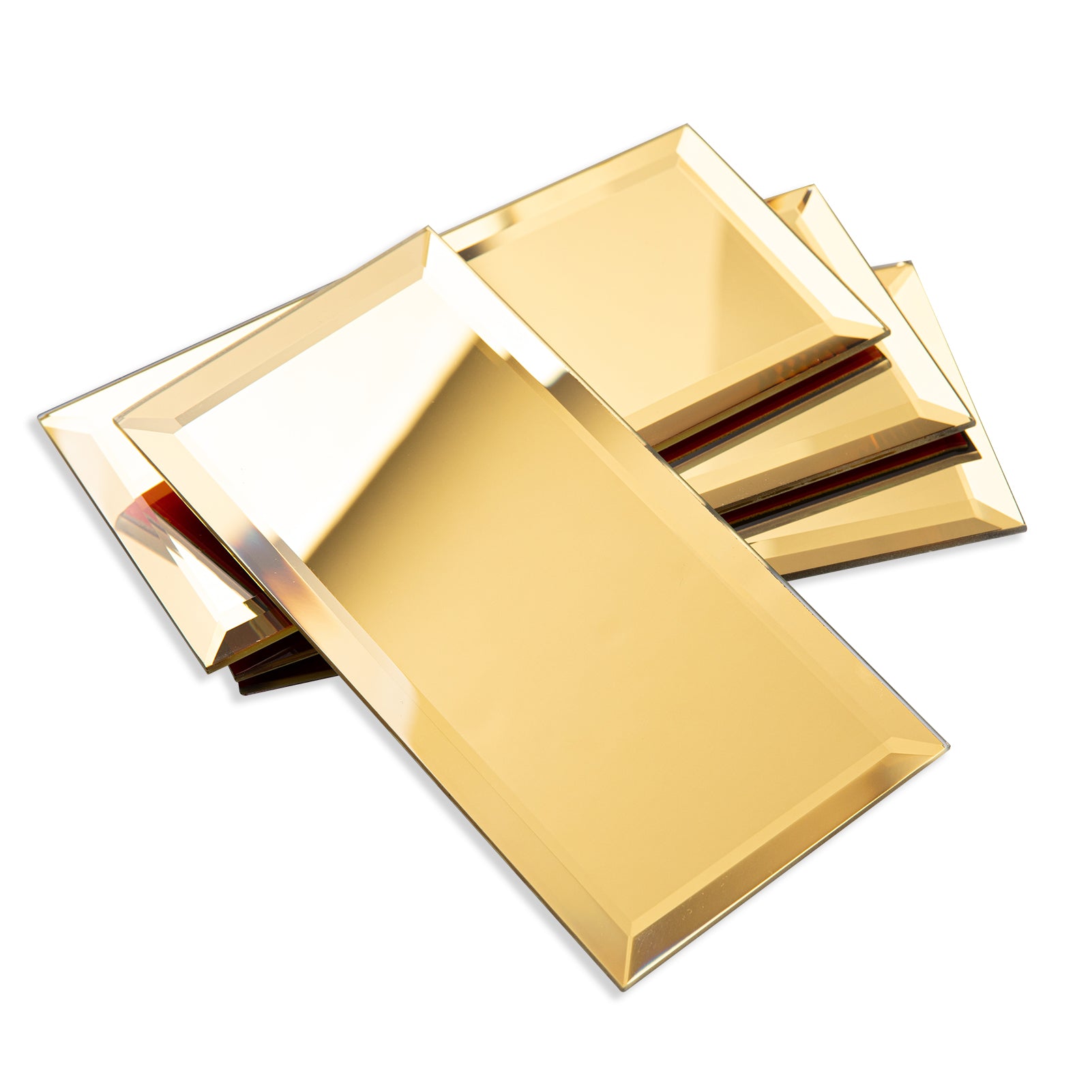Diflart Peel and Stick Mirror Subway Tile, 3 x 6 Inch, Gold, Beveled Mirror Backsplash Tiles for Kitchen Bathroom Wall Pack of 40 Pcs