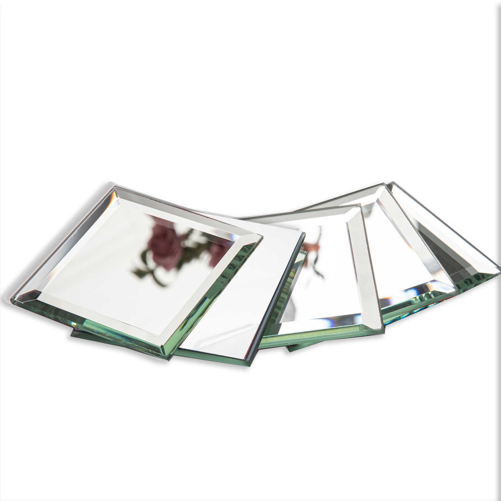 Diflart Peel and Stick Beveled Mirror Backsplash Tile, Silver, 3 x 3 Inch, Mirror Square Tiles for Kitchen Bathroom Wall Pack of 32 Pieces