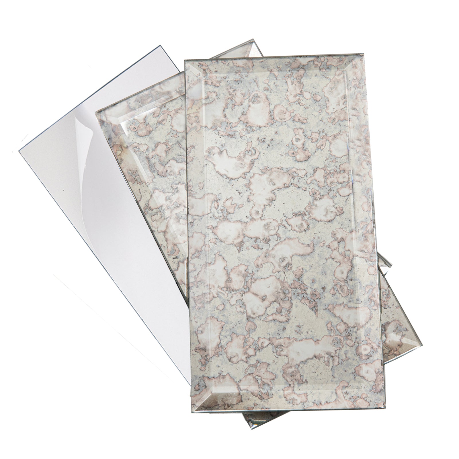 Diflart Peel and Stick Antique Beveled Mirror Subway Tile, 3 x 6 Inch, Polished, MT24