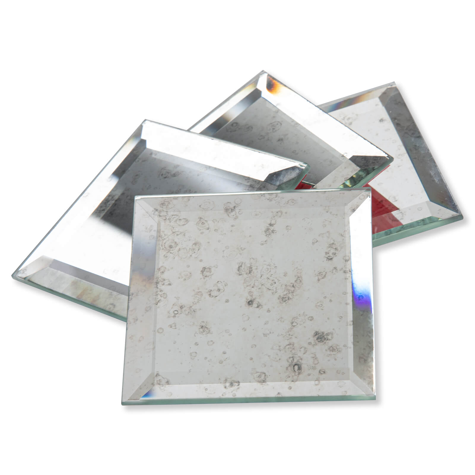 Diflart Peel and Stick Beveled Mirror Backsplash Tile, Light Antique, 3 x 3 Inch, Mirror Square Tiles for Kitchen Bathroom Wall Pack of 32 Pcs