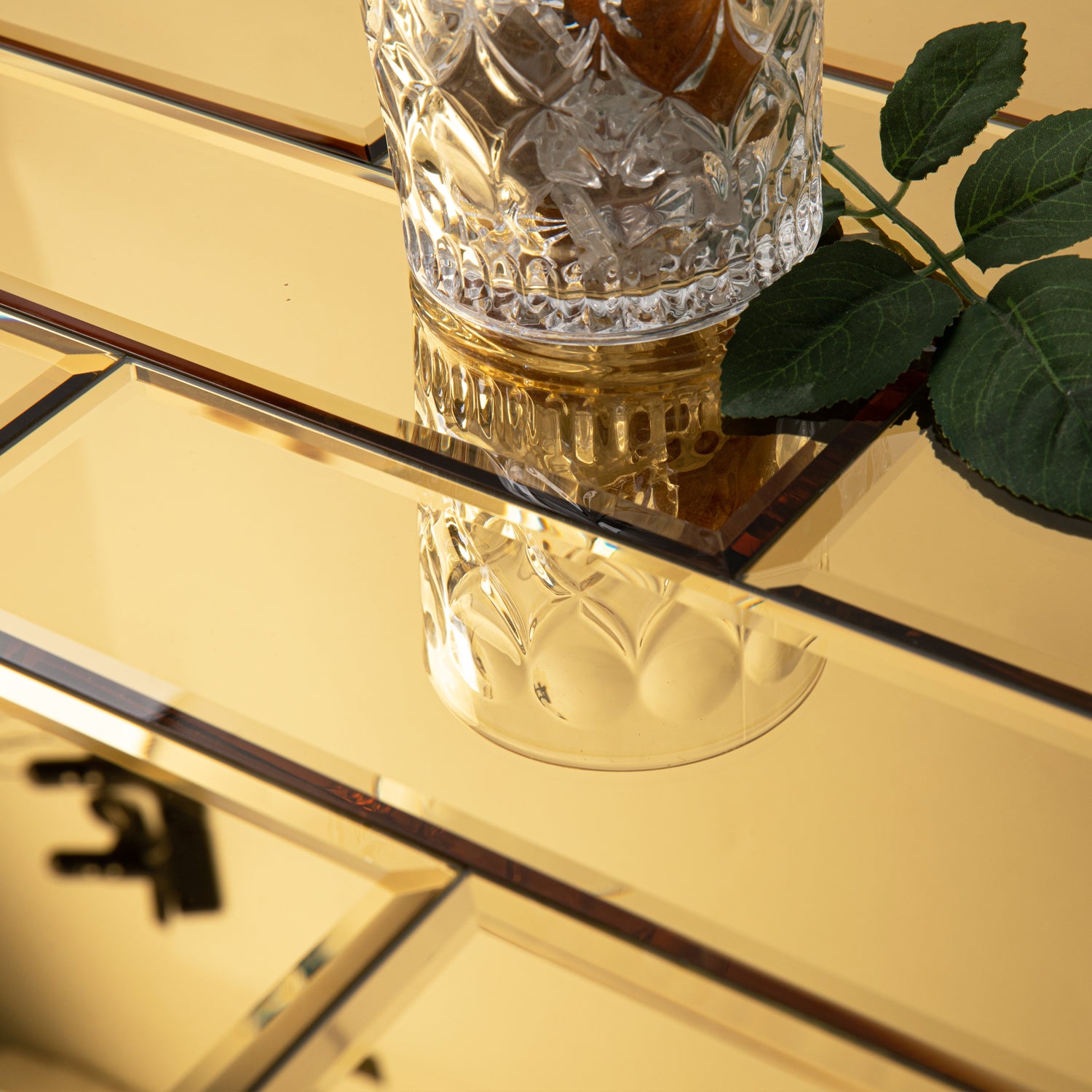 Beveled Gold Mirror Backsplash Subway Tiles 4x12 Inch Peel and Stick Pack of 15 Pcs