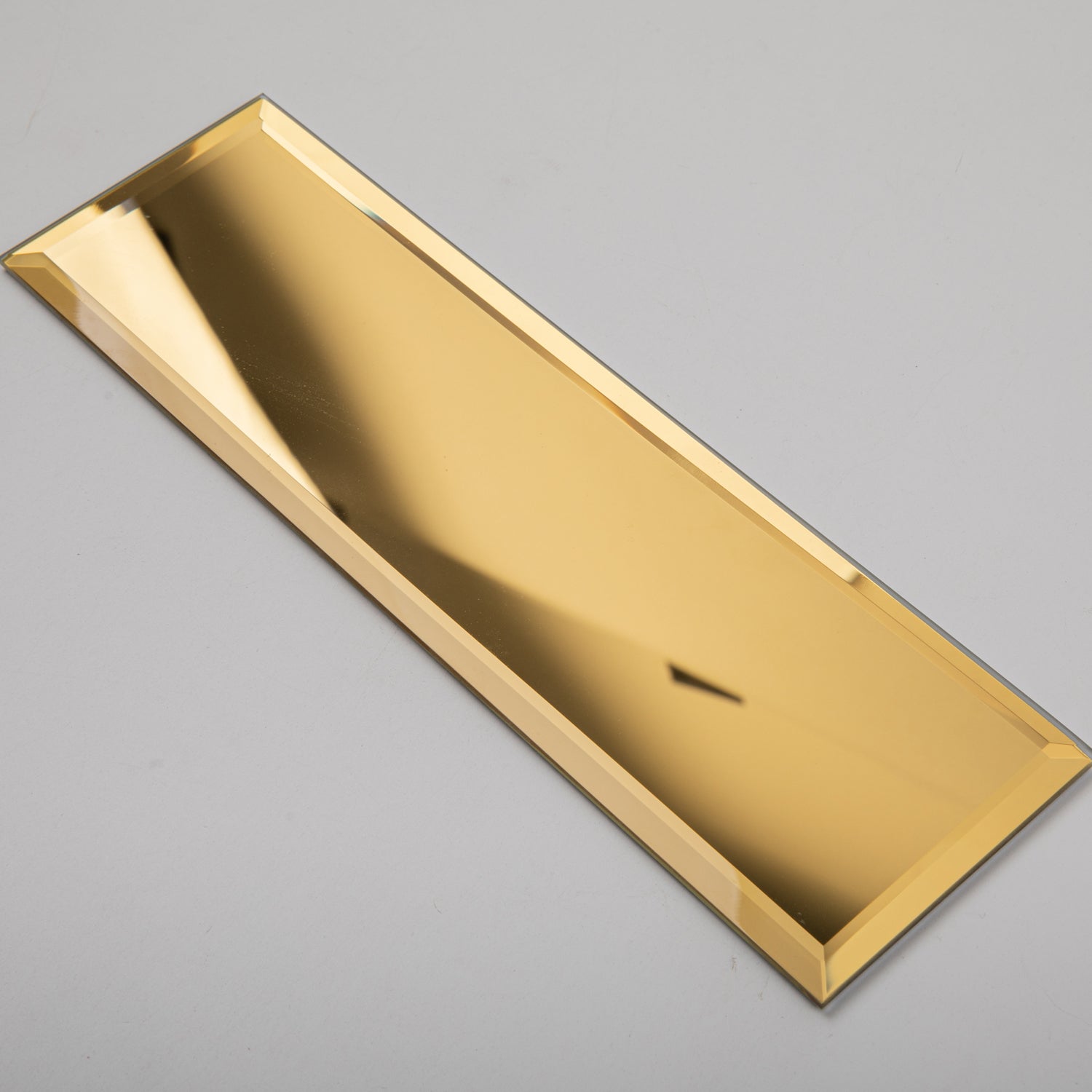 Beveled Gold Mirror Backsplash Subway Tiles 4x12 Inch Peel and Stick Pack of 15 Pcs