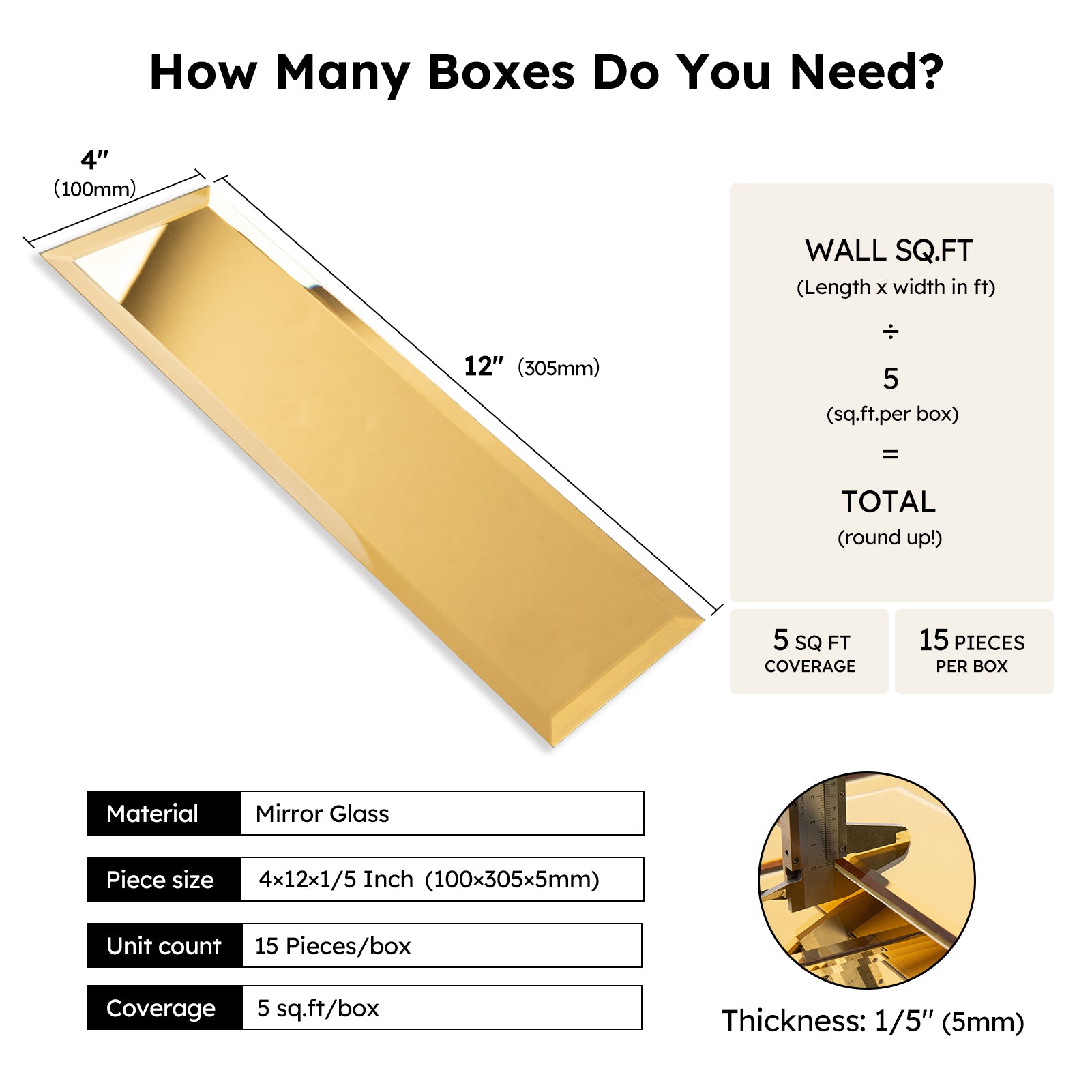 Diflart Mirror Backsplash Gold Peel and Stick Beveled Subway Tile 4x12 Inch for Kitchen Bathroom Wall Pack of 15 Pcs
