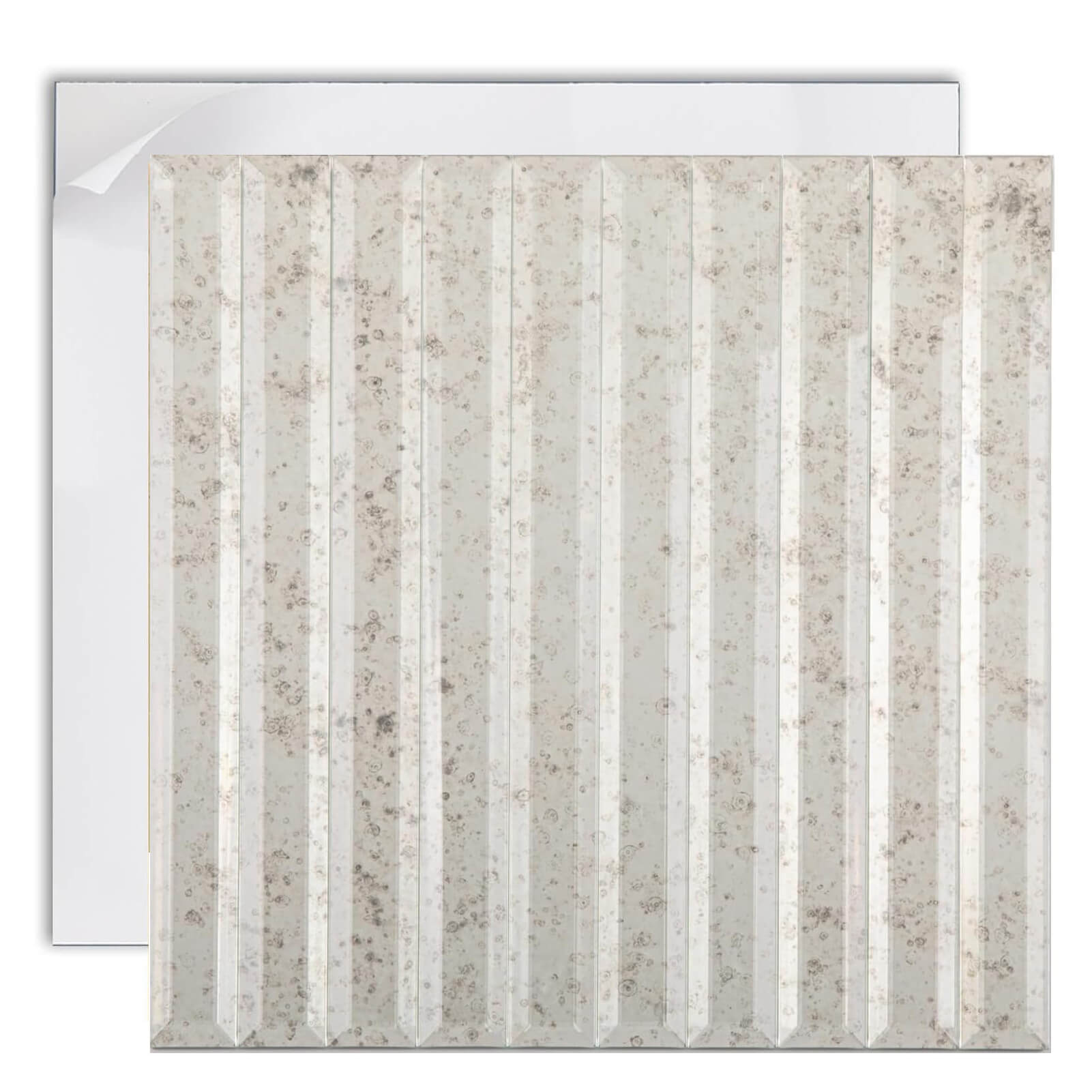 Diflart Peel and Stick Beveled Light Antique Mirror Glass Tile 12 x12 Inch for Kitchen Backsplash Bathroom Accent Wall Pack of 5 Sq.ft