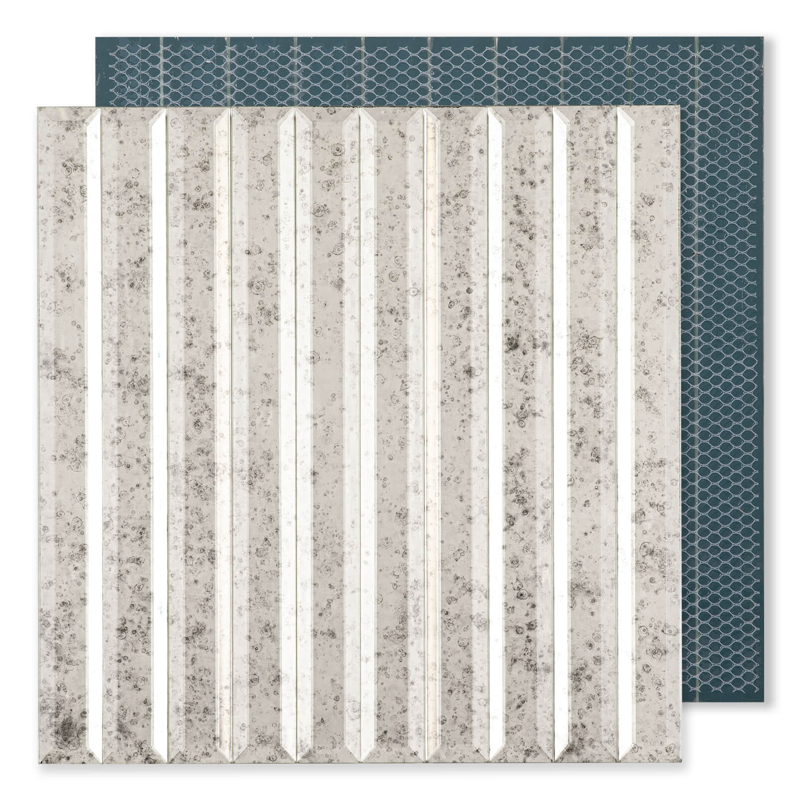 Diflart Beveled Mirror Backsplash Tiles for Kitchen, Light Antique Strip, 12x12 Inch, Mirror Tile for Bathroom Bar Wall (5 Sheets,5 Sq.ft)