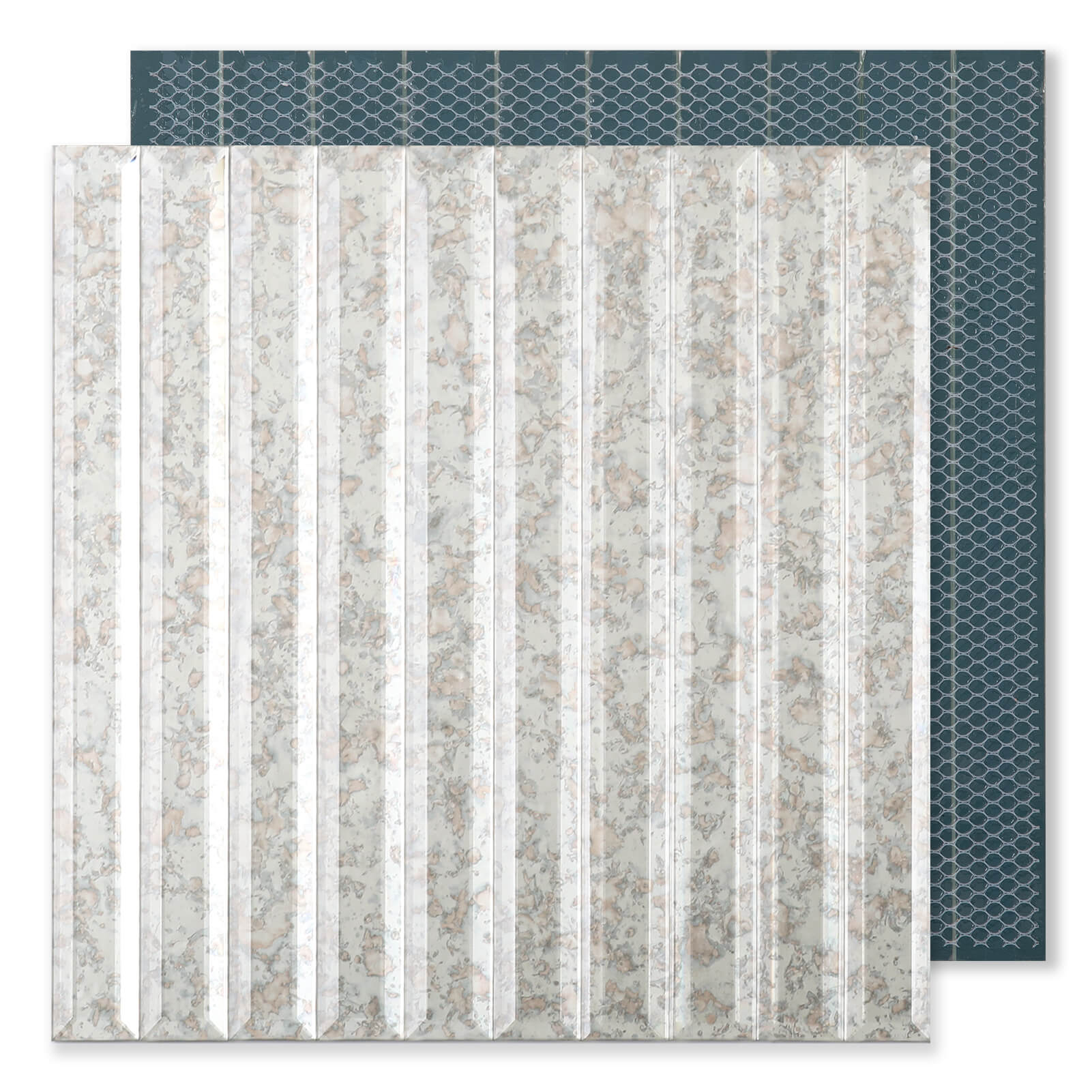 Diflart Beveled Mirror Backsplash Tiles for Kitchen, Mirror TIile for Bathroom Accent Wall (Antique, 12x12 Inch)