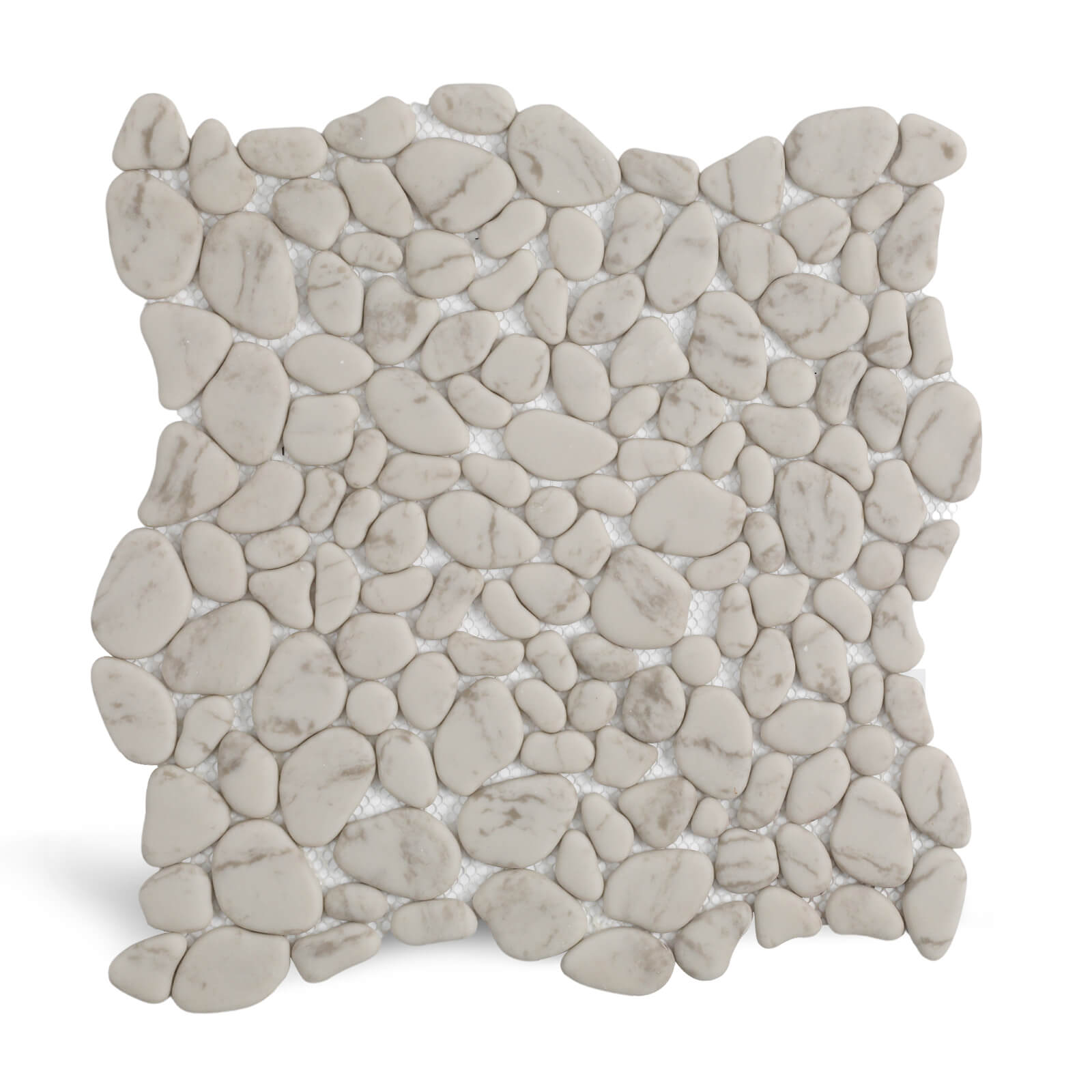 Diflart Pebble Tile for Shower Floor, Beige Marble Veins Oval,Pebble Backsplash for Kitchen Bathroom Wall and Floor Tile