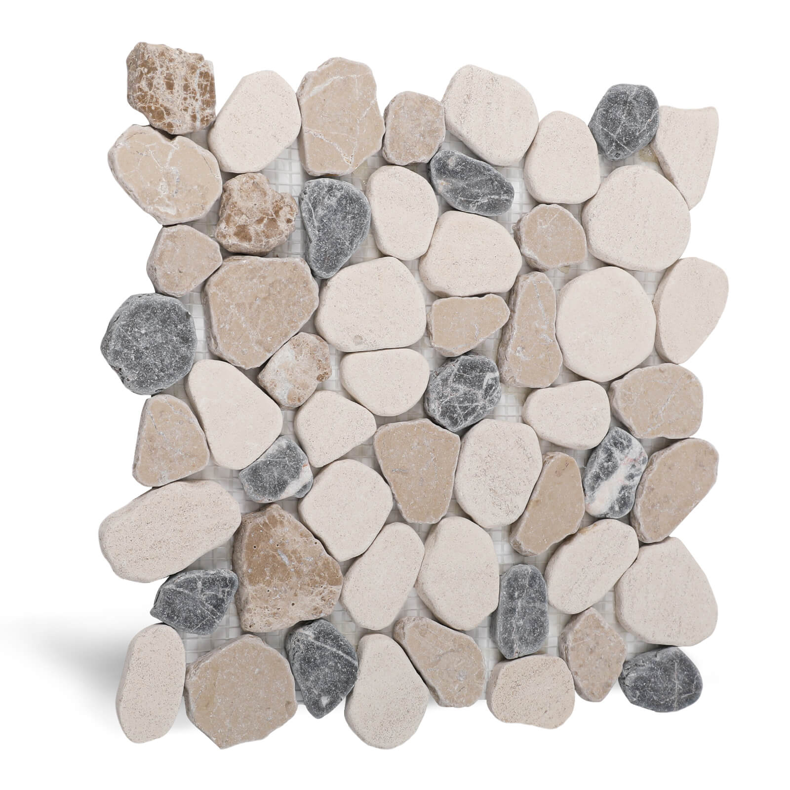 Diflart Stone Pebble Tile for Shower Floor, Sea Sand Random, 4 Sheets