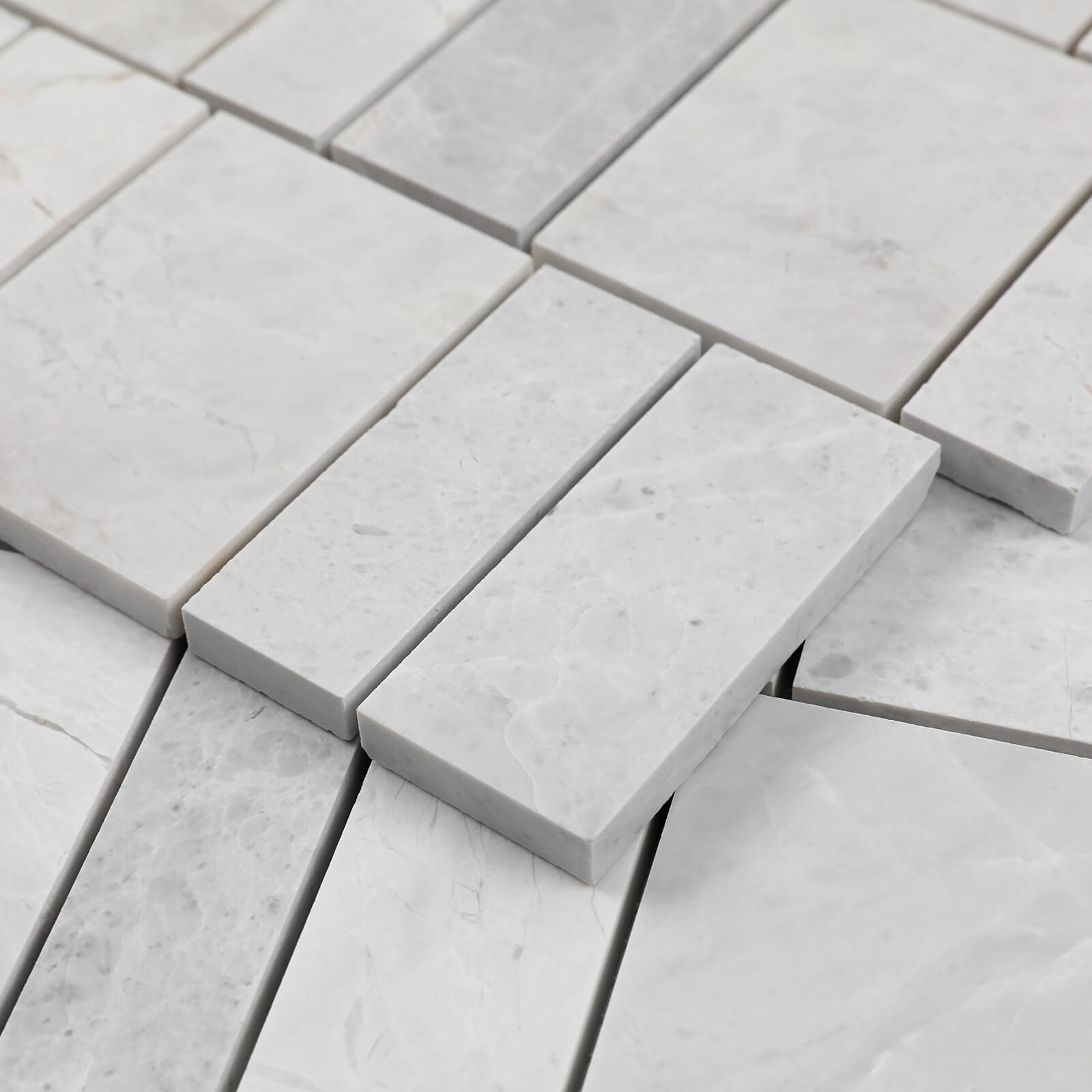 Diflart Andes Grey Marble Mosaic Tile, Offset Piano Pattern, Honed, Marble Backsplash Tiles for Kitchen Bathroom Wall Floor, Pack of 5 Sheets