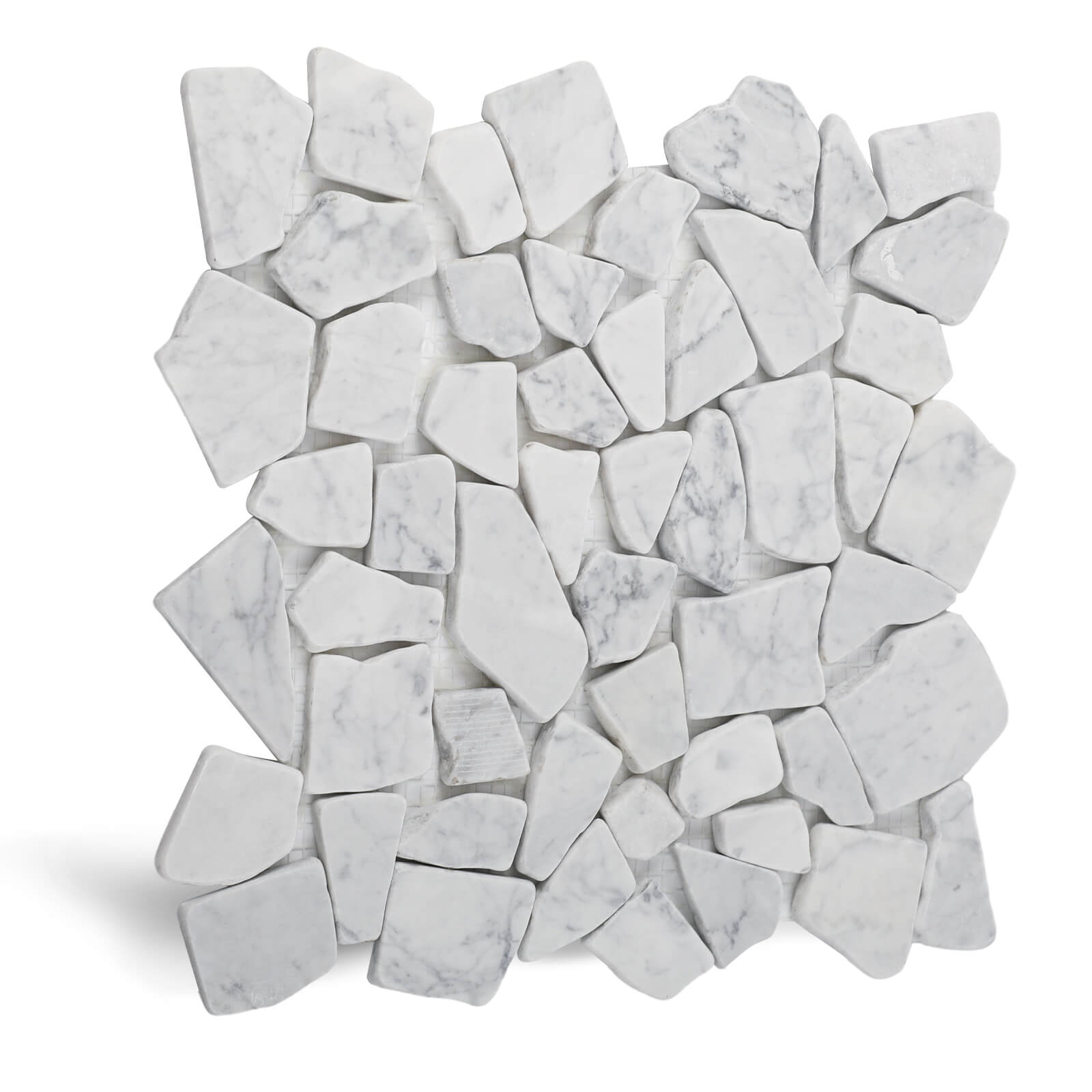 Diflart Stone Pebble Tile for Shower Floor, Carrara White Random, 4 Sheets