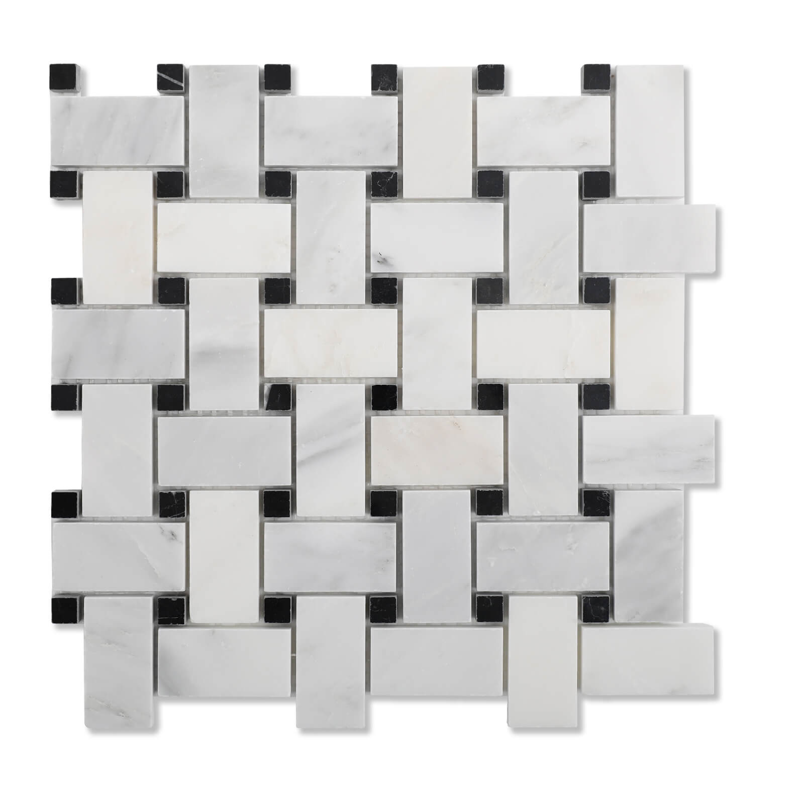 Diflart Natural Marble Mosaic Tile Polished, 1x2 Inch Basketweave, 5 Sheets