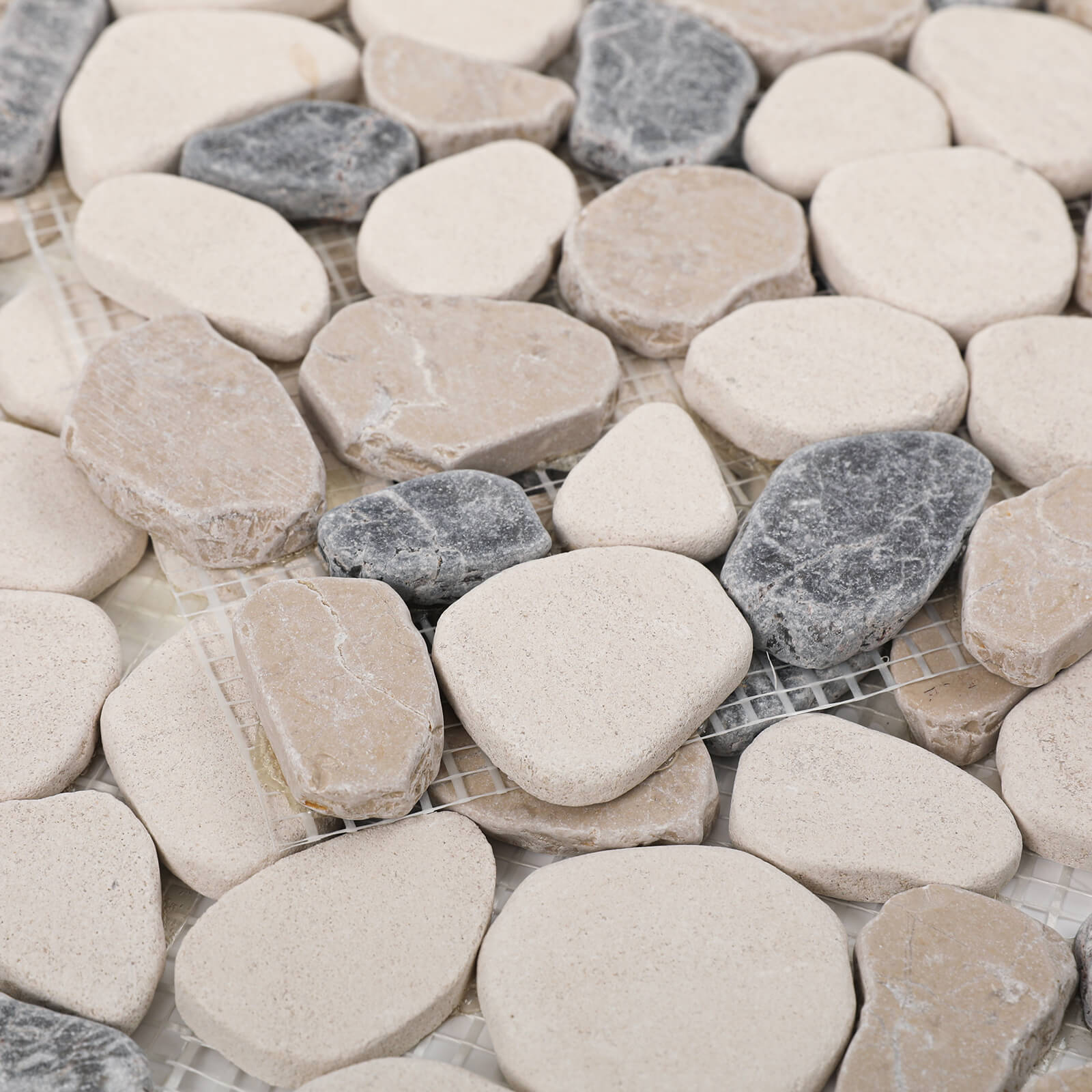 Diflart Stone Pebble Tile for Shower Floor, Sea Sand Random, 4 Sheets
