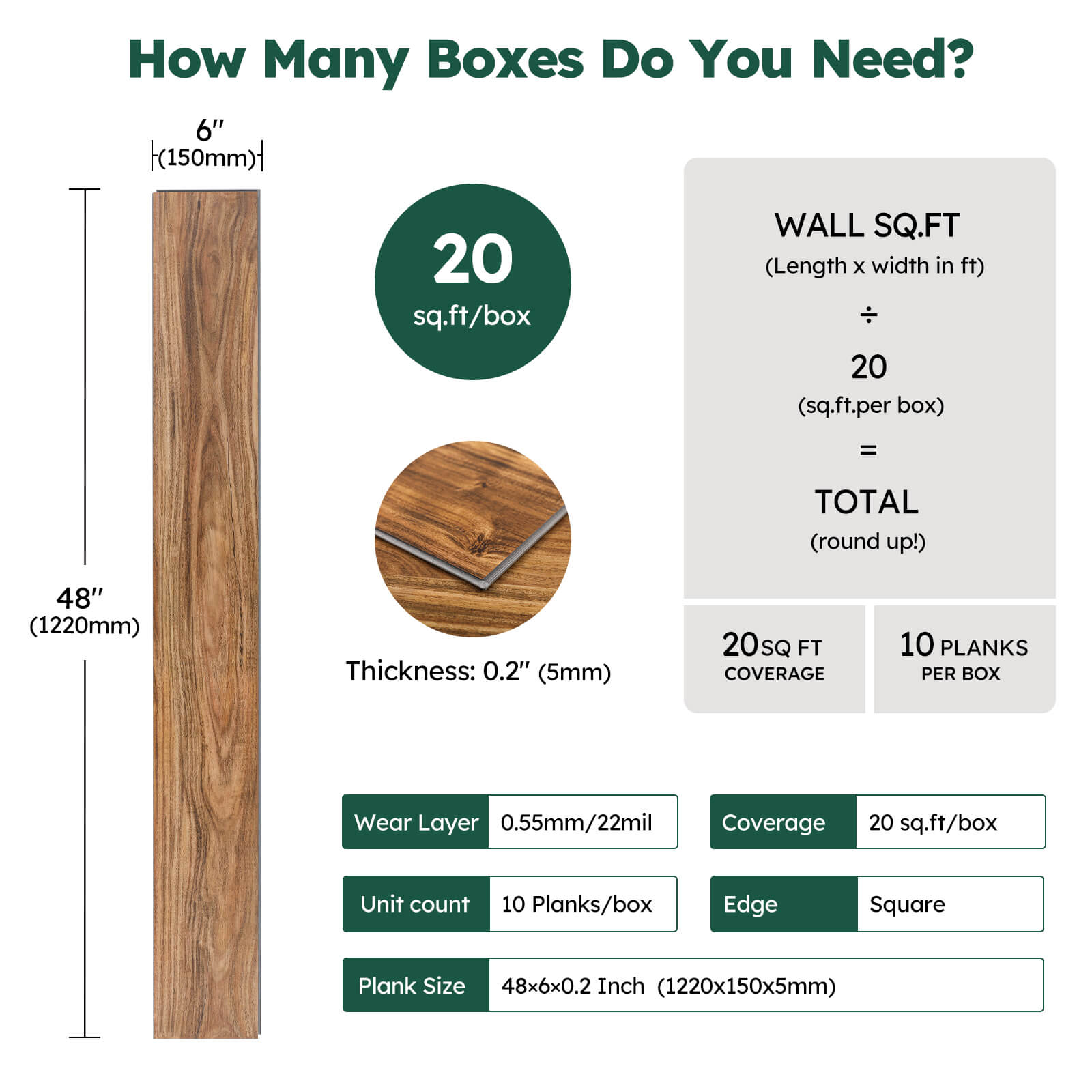 Diflart Waterproof SPC Flooring Click Lock, 48x6 Inch, 5mm Rigid Core Luxury Vinyl Plank, Dexter Oak Wood Look Floor Tiles for Kitchen, Basement, Bathroom, Bedroom