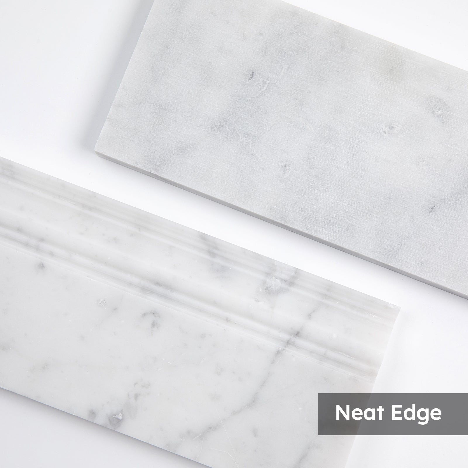 Diflart Carrara White Marble Baseboard Molding Trim, 5x12 Inch, Polished, Bianco Italian Carrera Skirting Base Moulding for Bathroom Wall and Kitchen Backsplash, 4 Pcs (Crown)