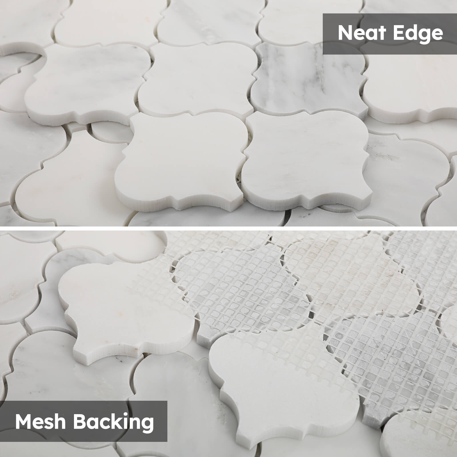 Diflart Natural Marble Mosaic Tile Polished, 3 Inch Arabesque, 5 Sheets