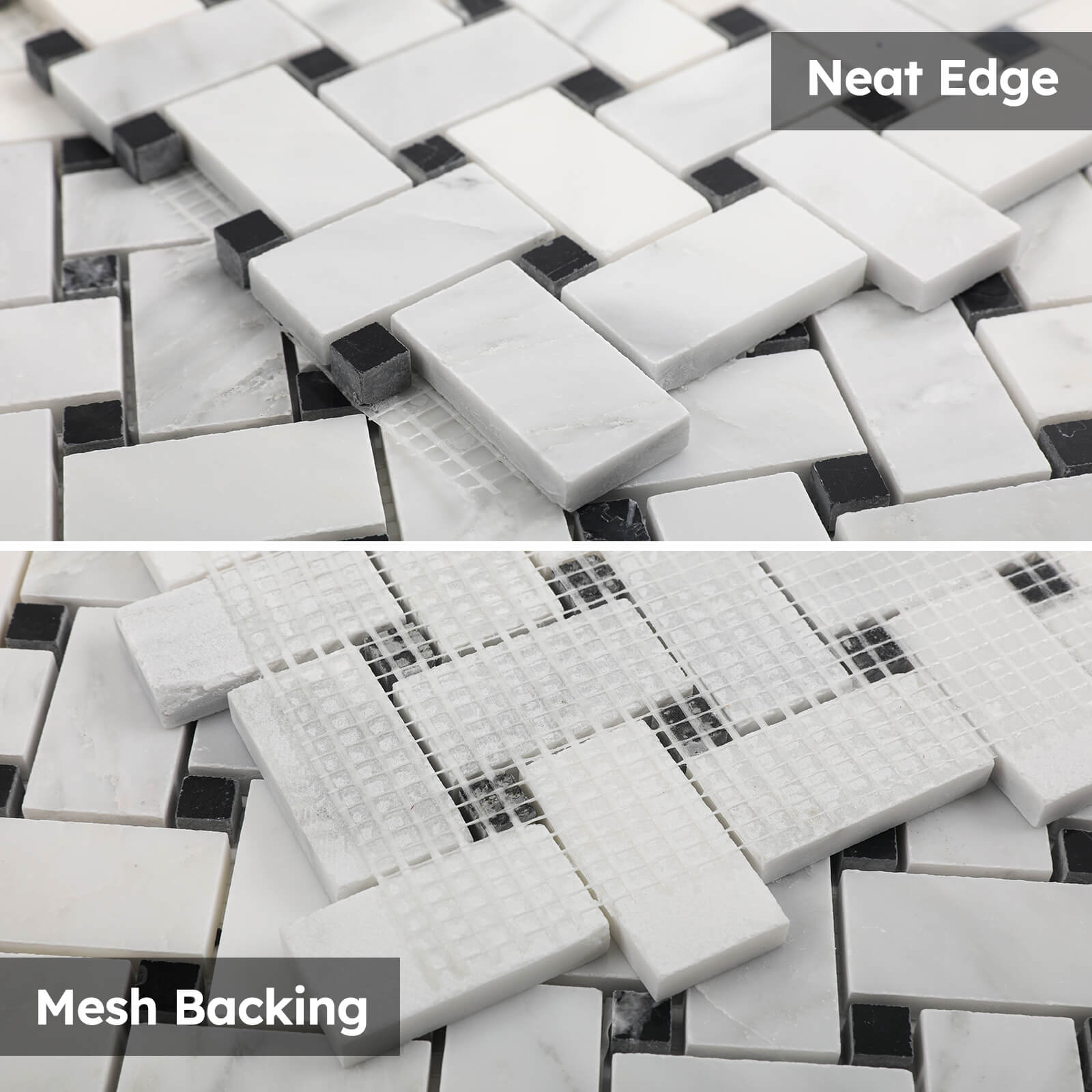 Diflart Natural Marble Mosaic Tile Polished, 1x2 Inch Basketweave, 5 Sheets