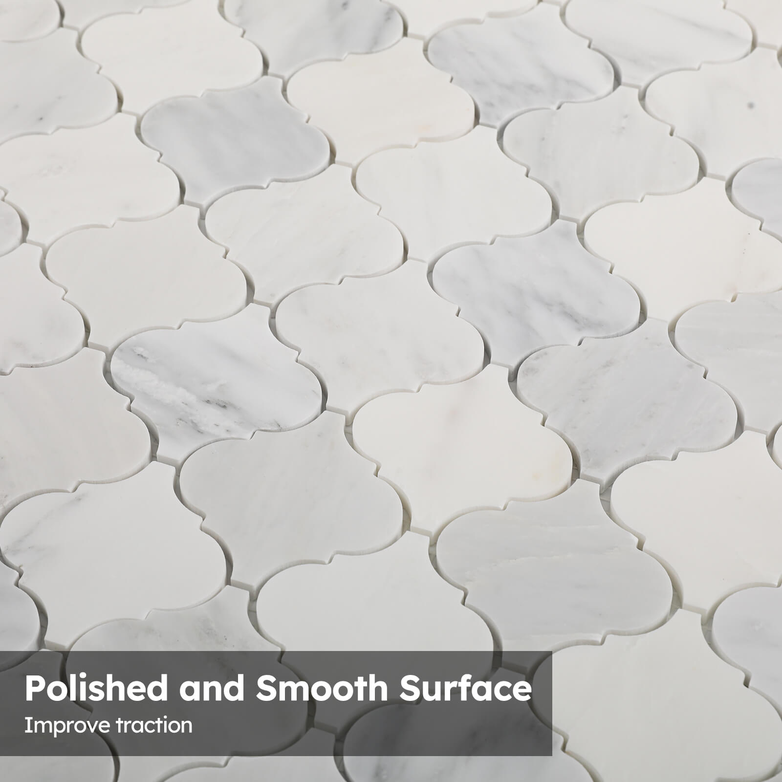 Diflart Natural Marble Mosaic Tile Polished, 3 Inch Arabesque, 5 Sheets