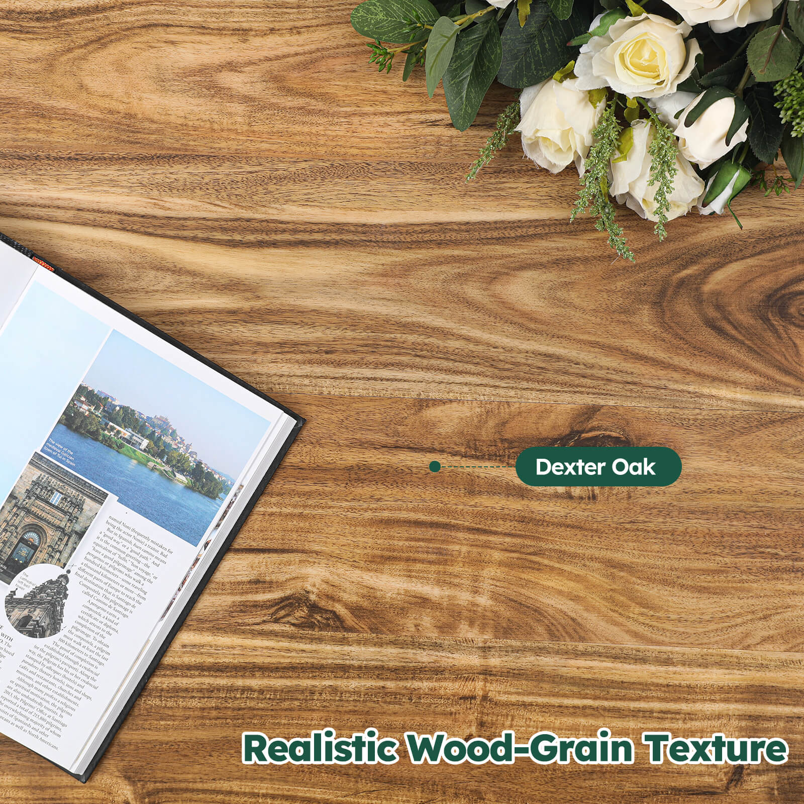 Diflart Waterproof SPC Flooring Click Lock, 48x6 Inch, 5mm Rigid Core Luxury Vinyl Plank, Dexter Oak Wood Look Floor Tiles for Kitchen, Basement, Bathroom, Bedroom