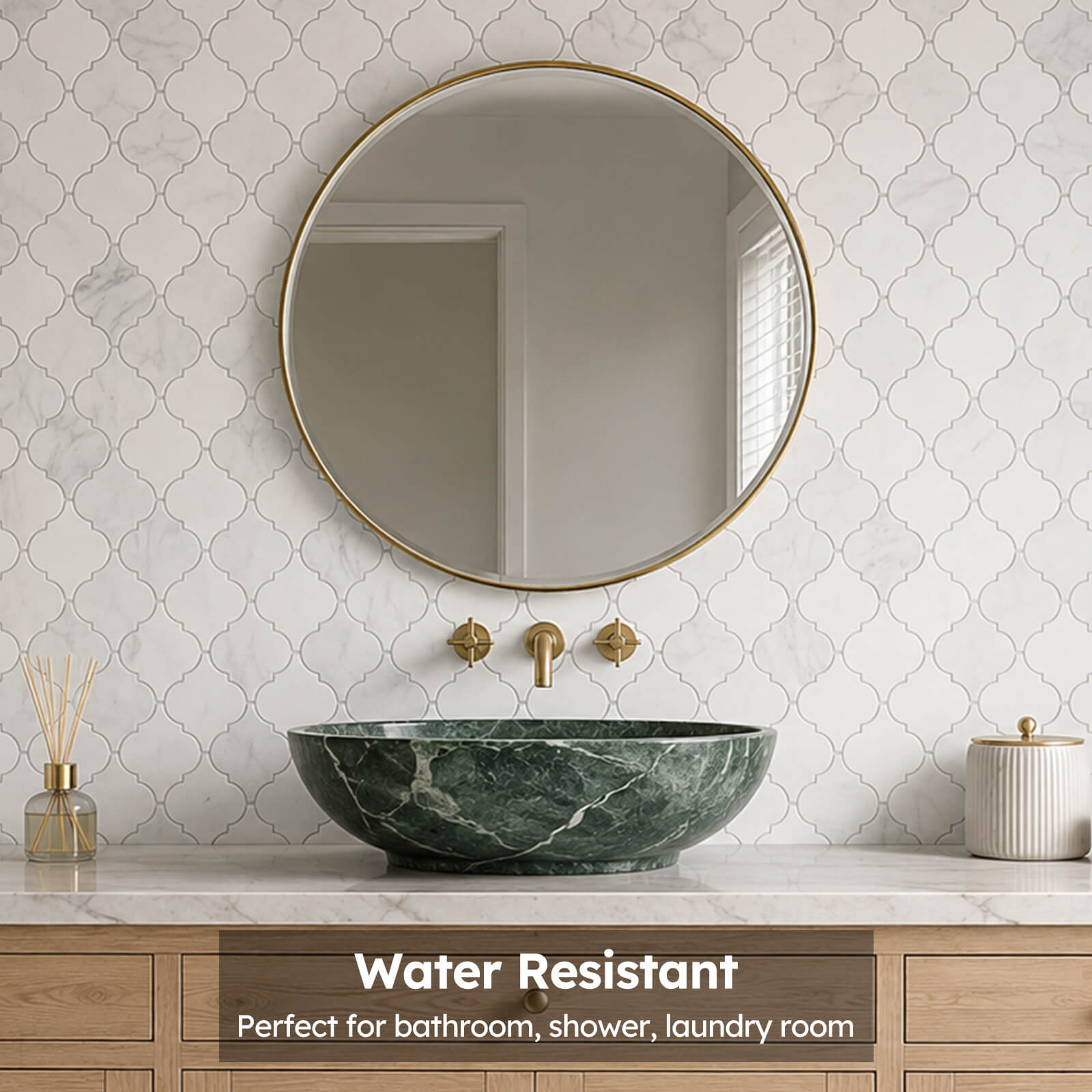 Diflart Natural Marble Mosaic Tile Polished, 3 Inch Arabesque, 5 Sheets