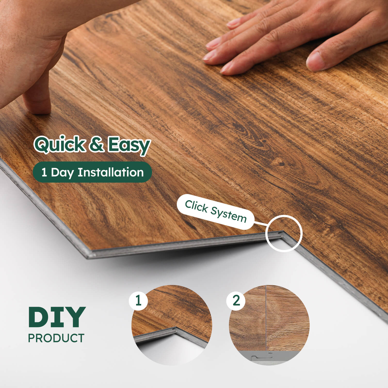 Diflart Waterproof SPC Flooring Click Lock, 48x6 Inch, 5mm Rigid Core Luxury Vinyl Plank, Dexter Oak Wood Look Floor Tiles for Kitchen, Basement, Bathroom, Bedroom