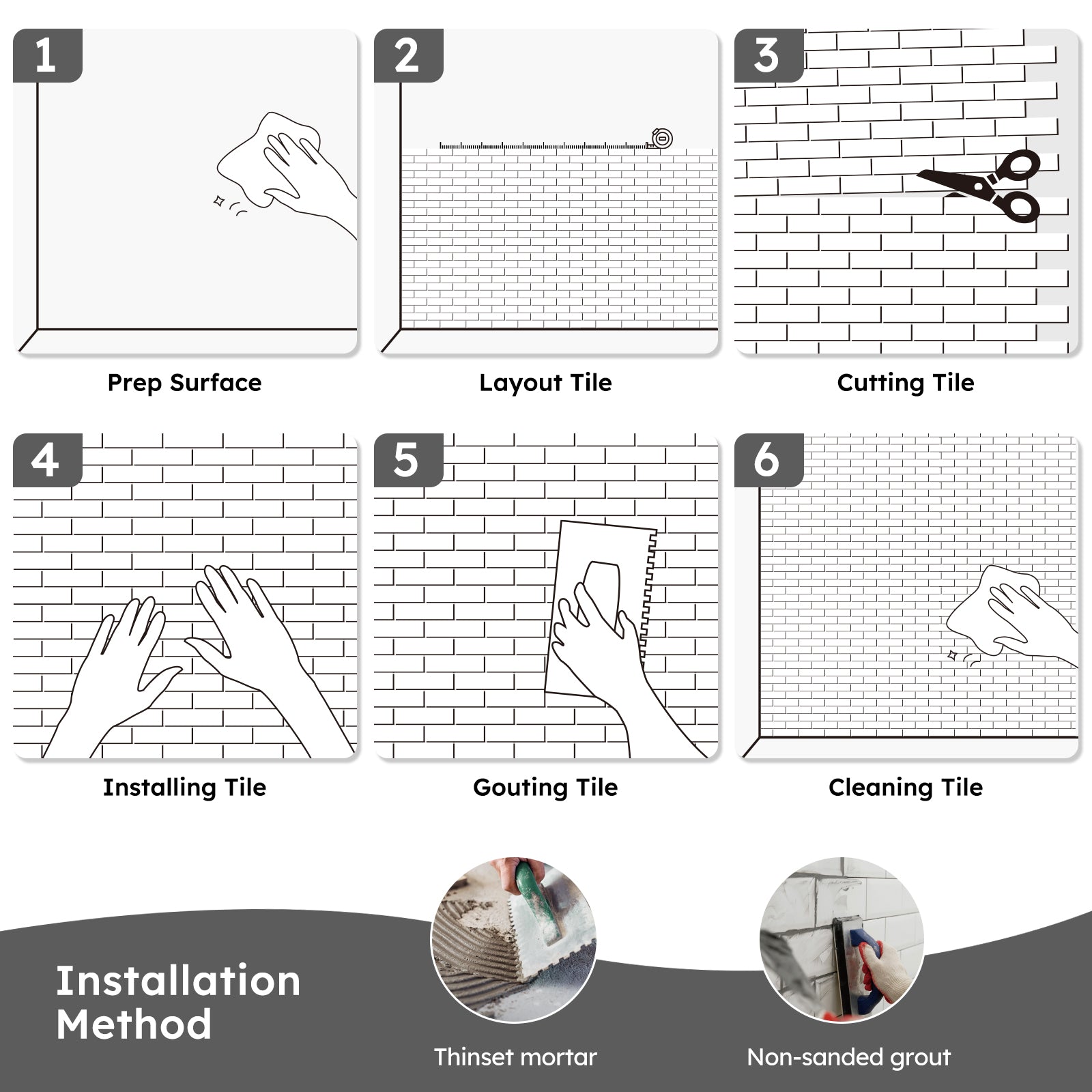 Diflart Pebble Tile for Shower Floor, Black, 5 Sq.ft, Pebble Backsplash for Kitchen Bathroom Wall and Floor Tile