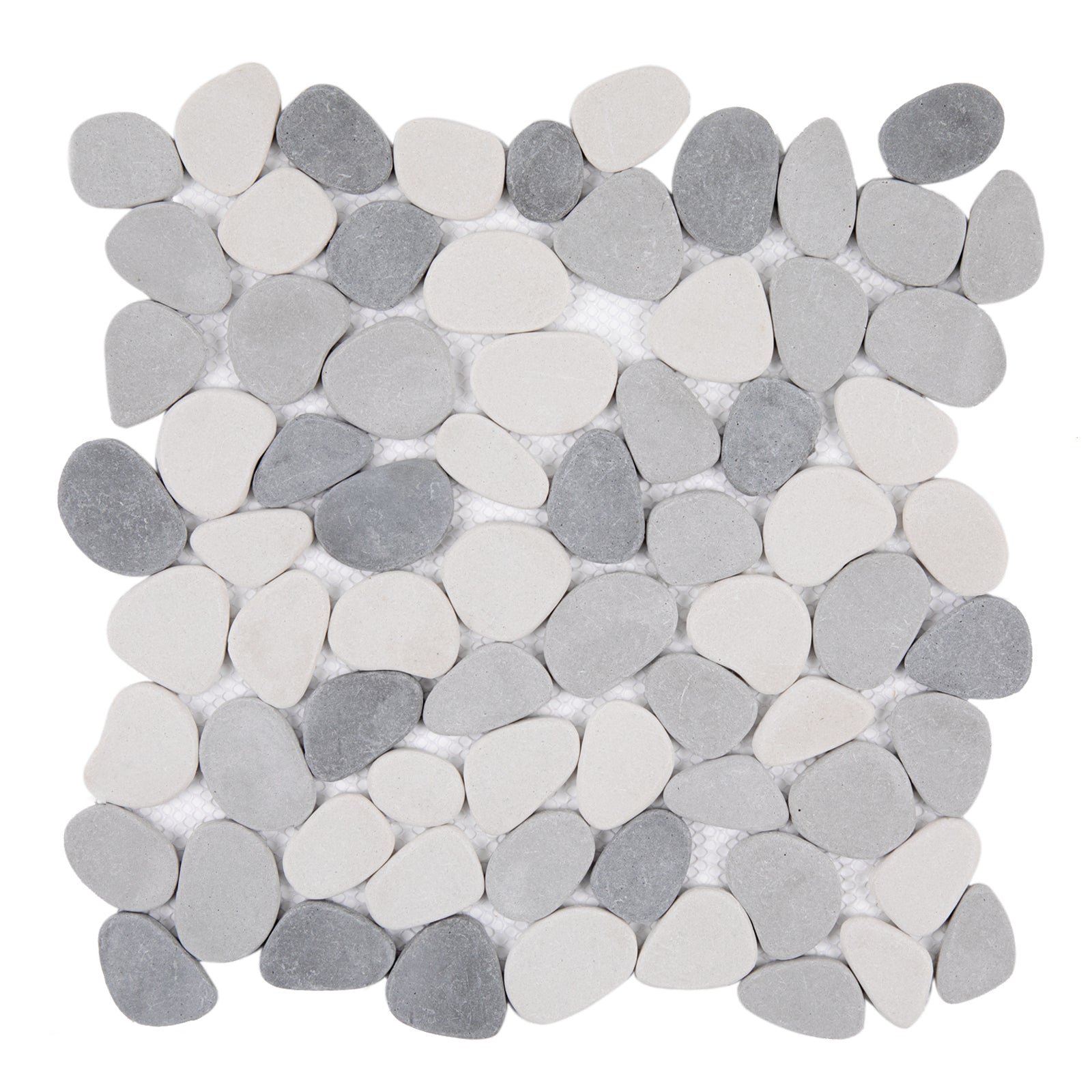 Diflart Sliced Pebble Tile Tumbled for Kitchen Bathroom Backsplask Shower Floor Pack of 5 Sheets (Gray and White)