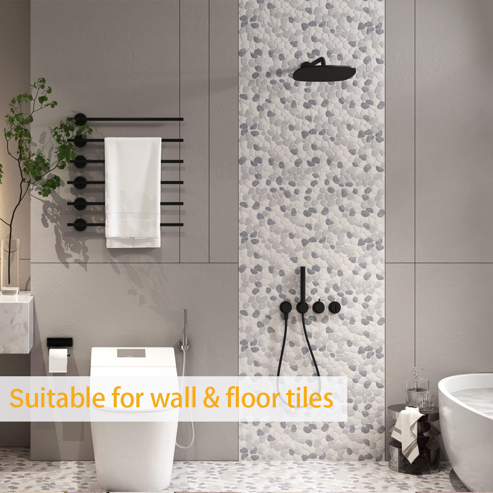 Gray and White Pebble Tile for Shower Floor Kitchen Bathroom Backsplask Pack of 5 Sheets