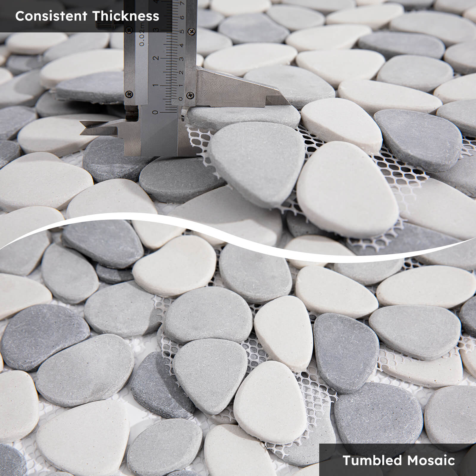 Diflart Pebble Tile for Shower Floor, Java Tan and White, 5 Sq.ft, Pebble Backsplash for Kitchen Bathroom Wall and Floor Tile