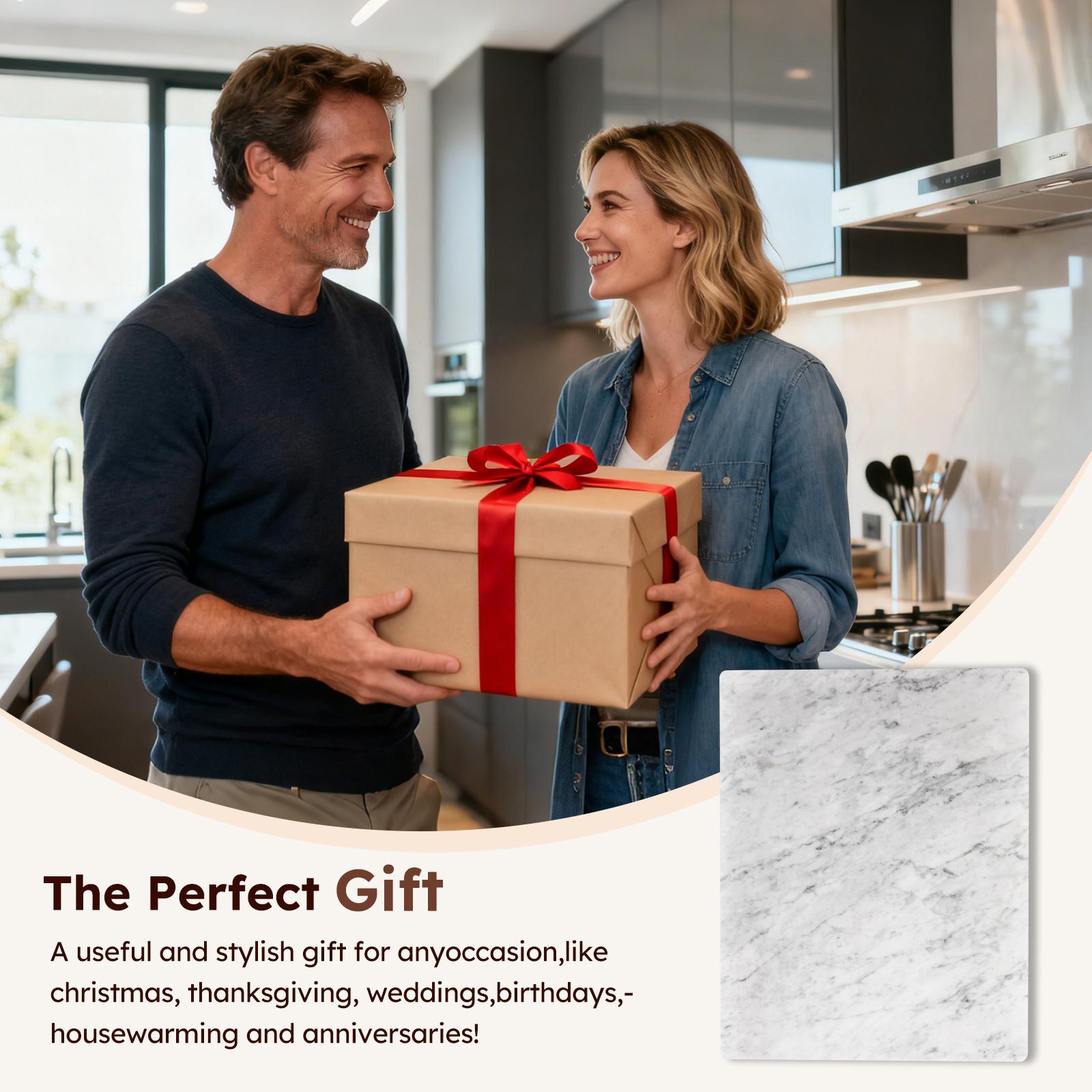 Diflart Natural Marble Pastry Board for Kitchen, 16x20 Inch, White, Marble Slab for Cheese, Cutting, Serving, Carrara Bianco Marble Stone Board, Christmas Thanksgiving Gift