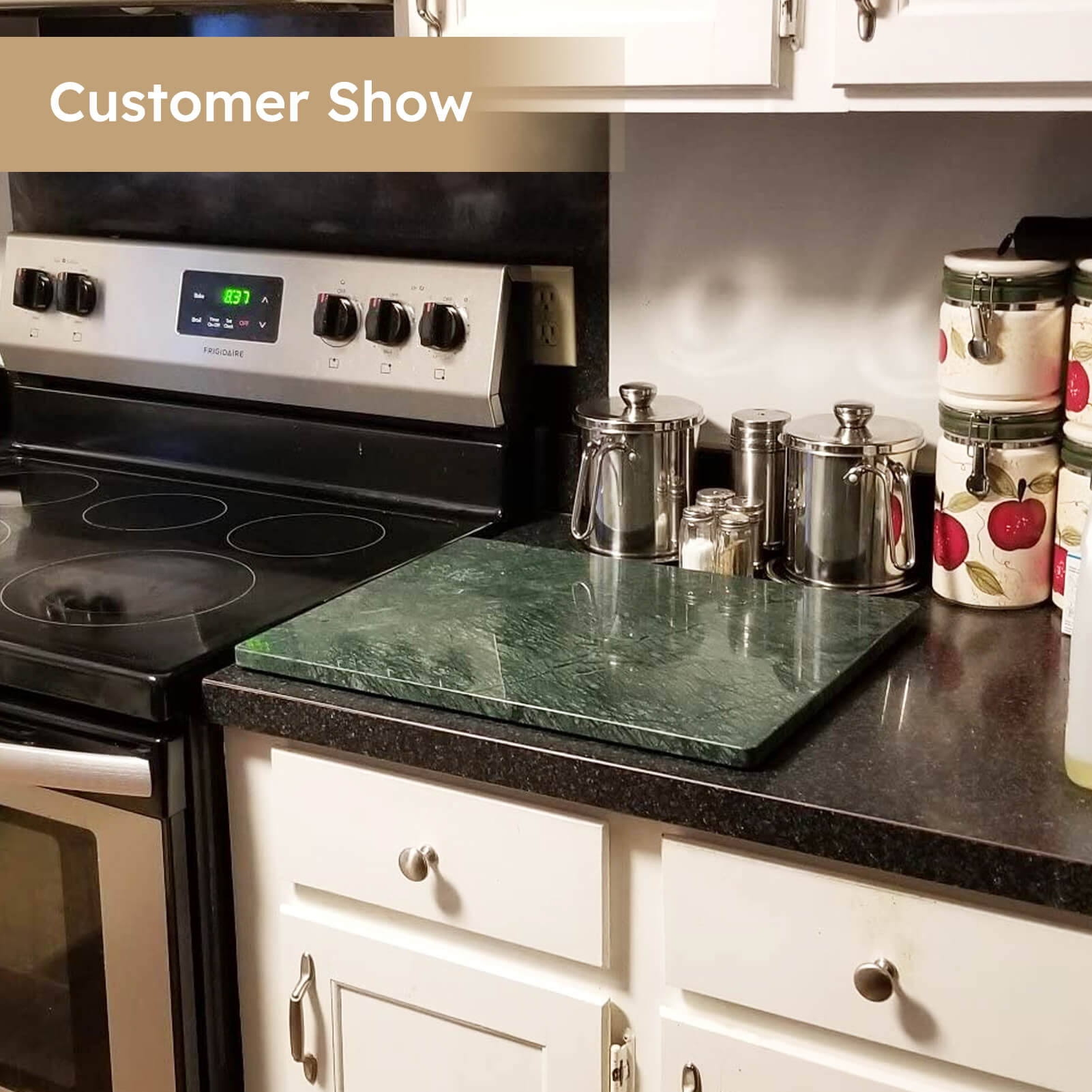 Diflart Natural Marble Stone Cutting Board for Kitchen, 16x20 Inch, Green, Marble Slab Pastry Board Large for Cheese, Serving, Baking, Pack of 1 Piece