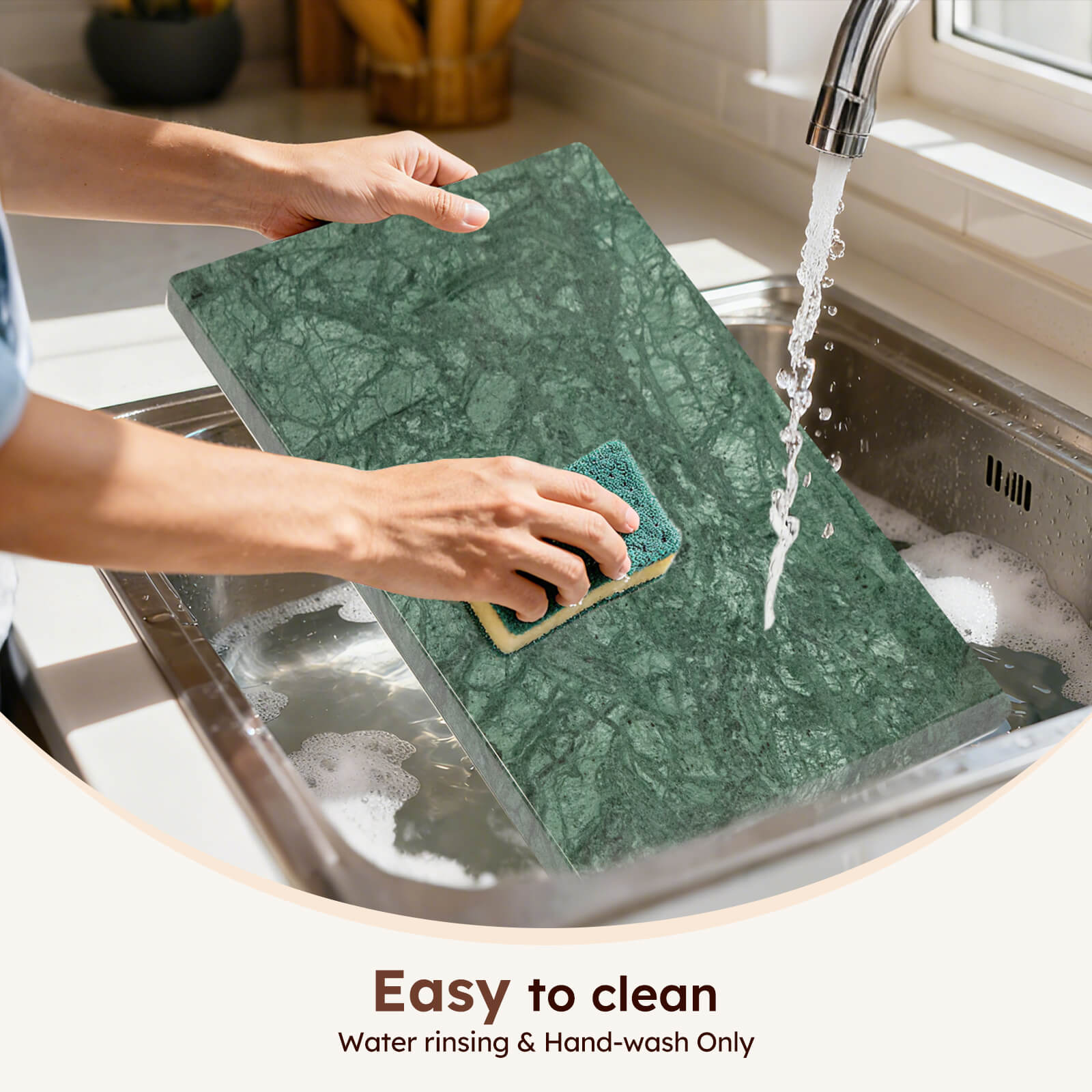 Diflart Natural Marble Stone Cutting Board for Kitchen, 16x20 Inch, Green, Marble Slab Pastry Board Large for Cheese, Serving, Baking, Pack of 1 Piece