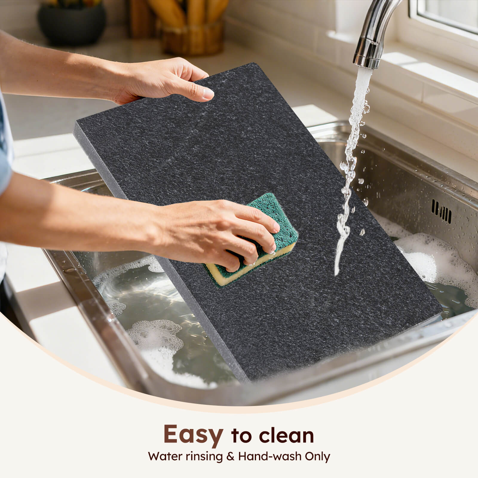 Diflart Natural Black Granite Cutting Board for Kitchen 16x20 Inch,with Non-Slip Feet, Large Stone Pastry Slab for Baking