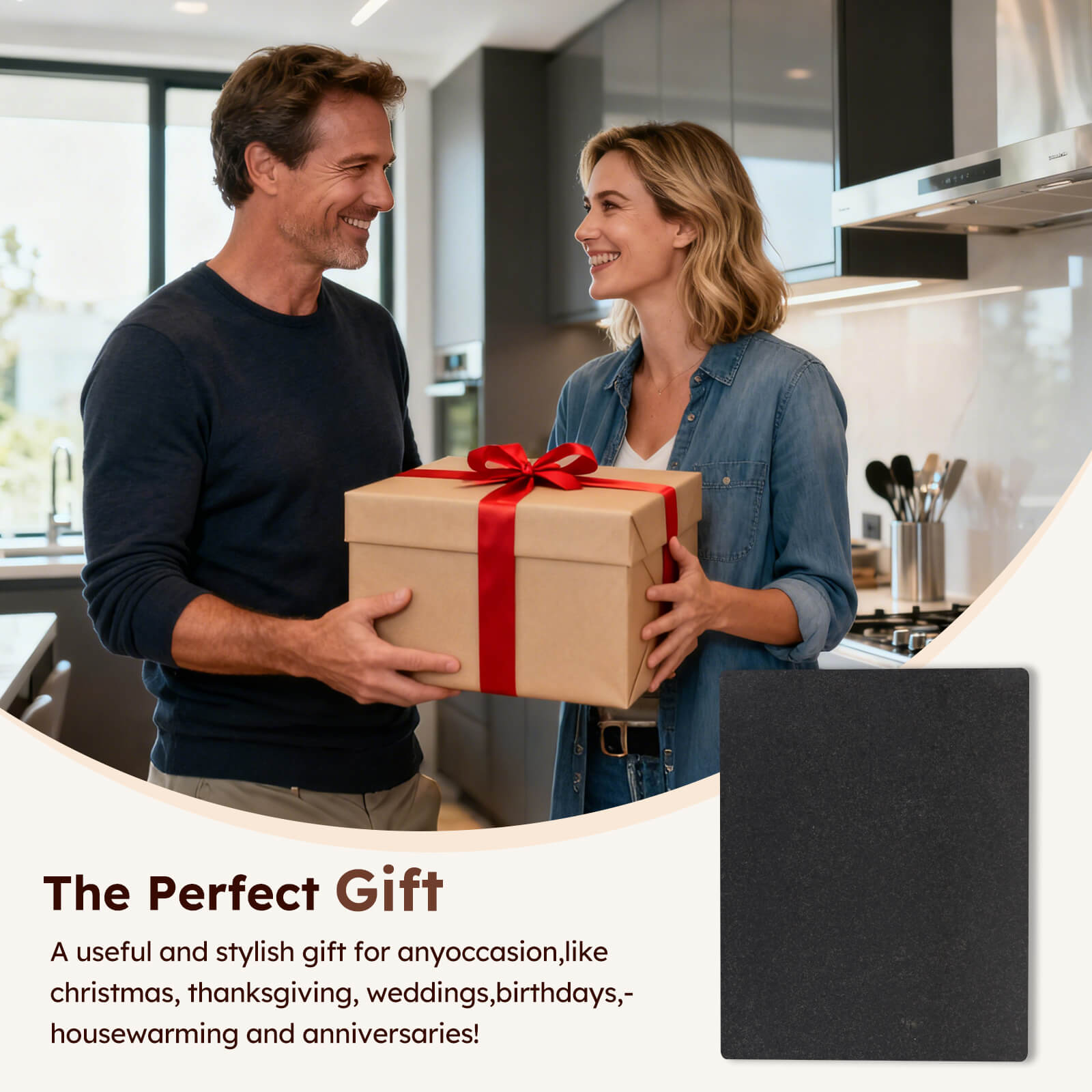 Diflart Natural Black Granite Cutting Board for Kitchen 16x20 Inch,with Non-Slip Feet, Large Stone Pastry Slab for Baking