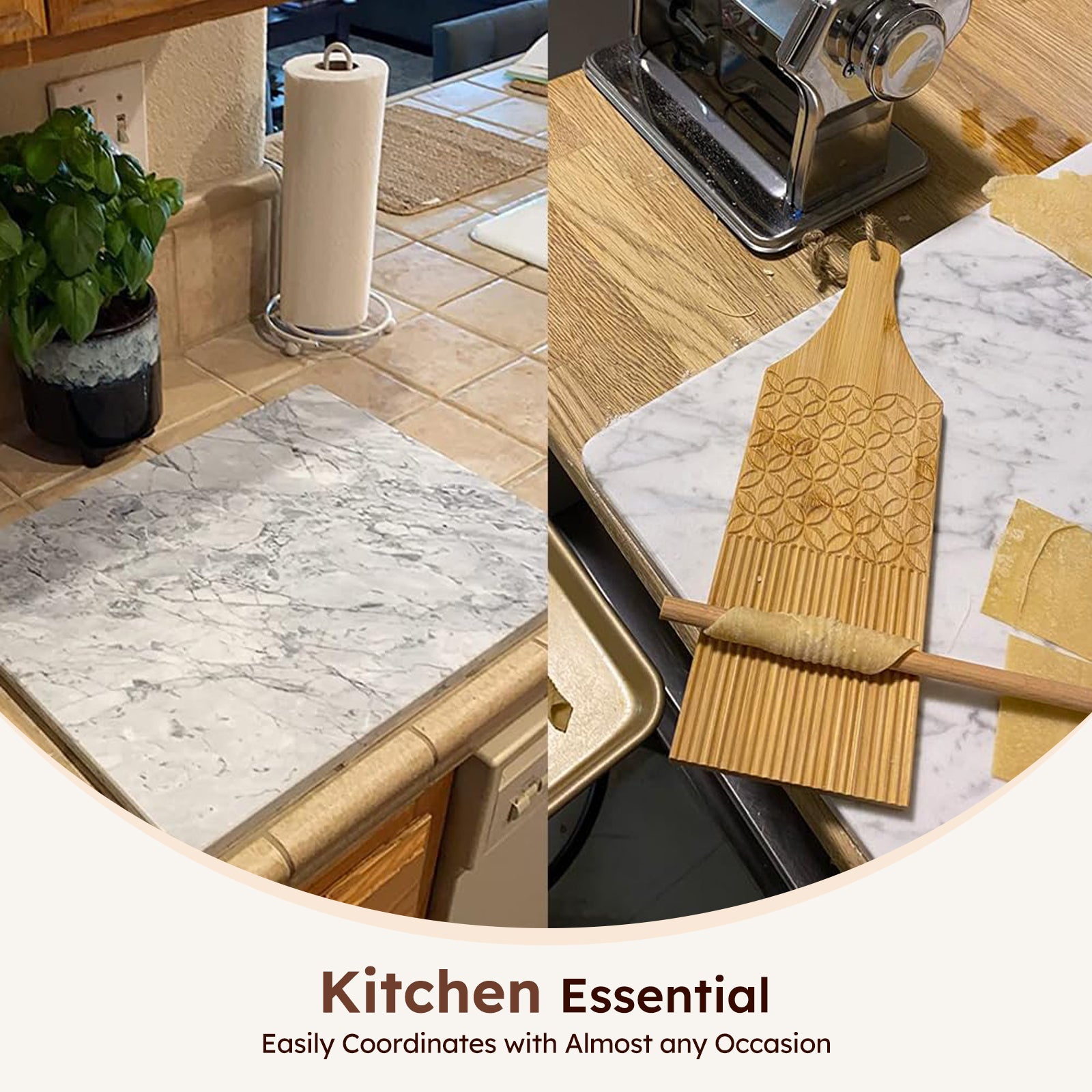 Diflart Natura Marble Stone Pastry Board for Kitchen, 16x20 Inch, Gray with White Veins, Marble Cutting Board Large with Non-Slip Feet for Keep the Dough Cool and Chocolate Tempering, Pack of 1 Pcs