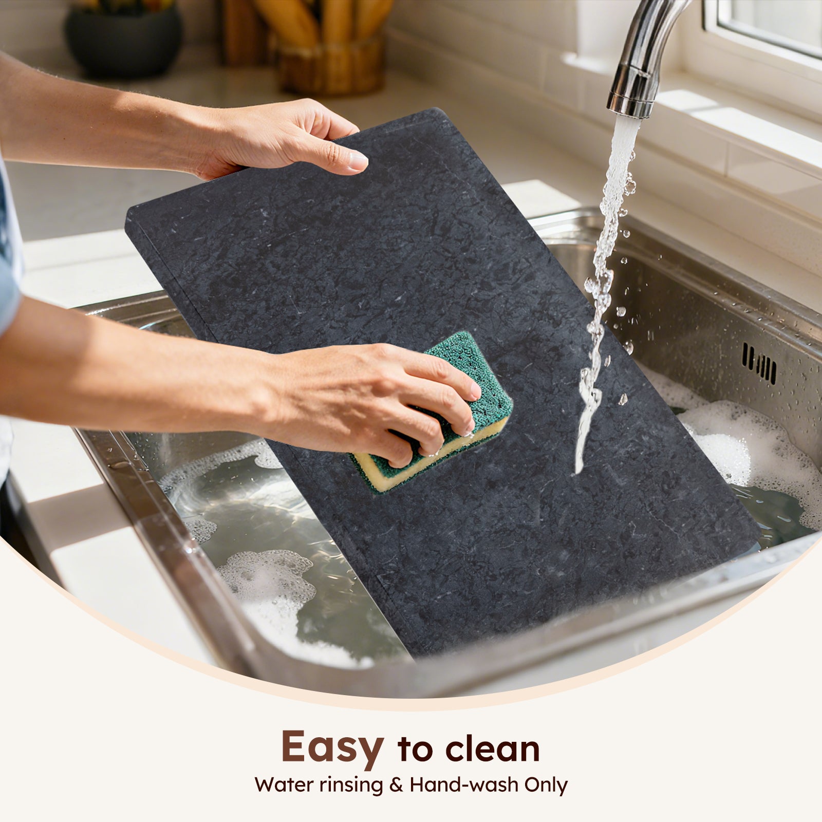 Diflart Natural Marble Stone Cutting Board for Kitchen, 16x20 Inch, Black, Marble Slab Pastry Board Large with Non Slip Feets for Keep the Dough Cool and Chocolate Tempering, Pack of 1 Pcs